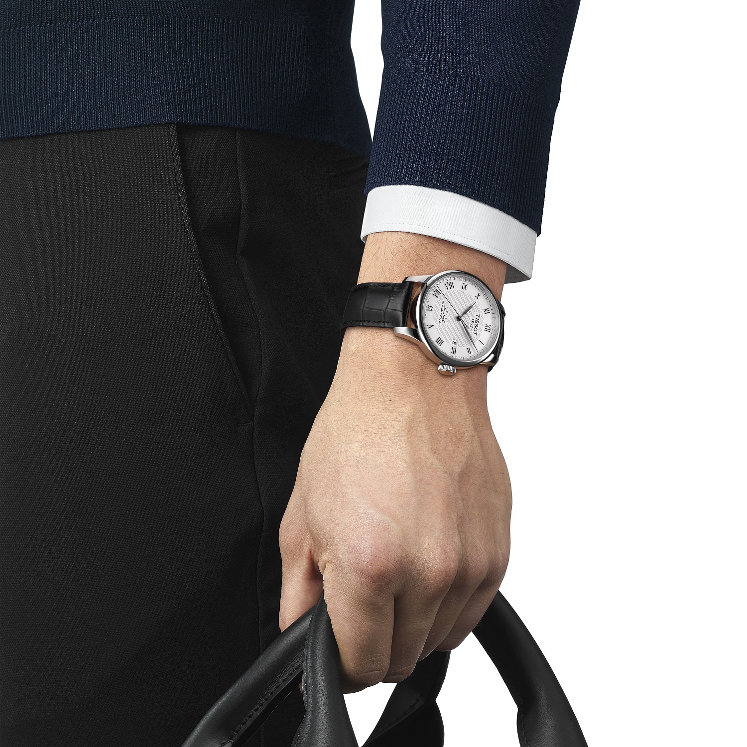 TISSOT Le Locle Powermatic 80 Silver Dial 39.3mm Silver Stainless Steel Black Leather Strap T006.407.16.033.00 - 5