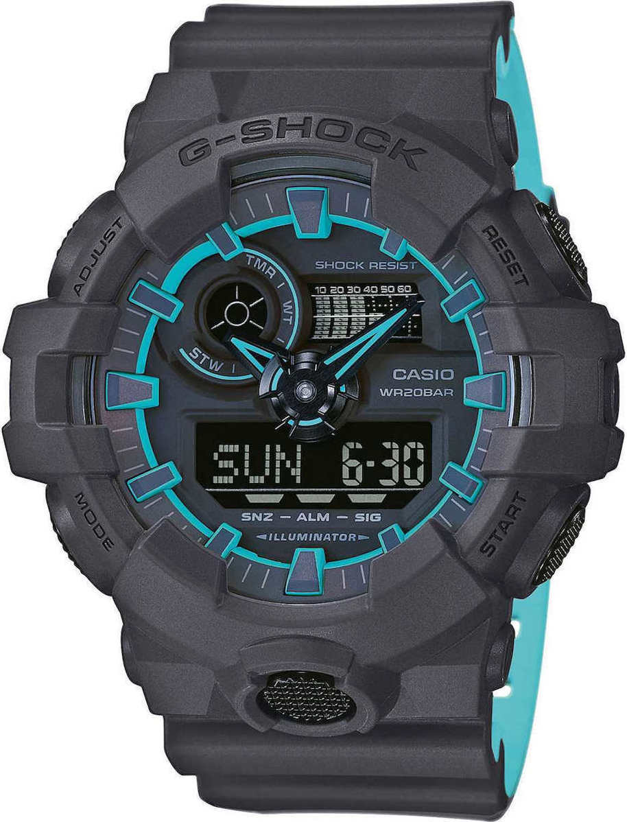 CASIO G-Shock Multifunction 53.4mm Blue Silicon Strap GA-700SE-1A2ER - 