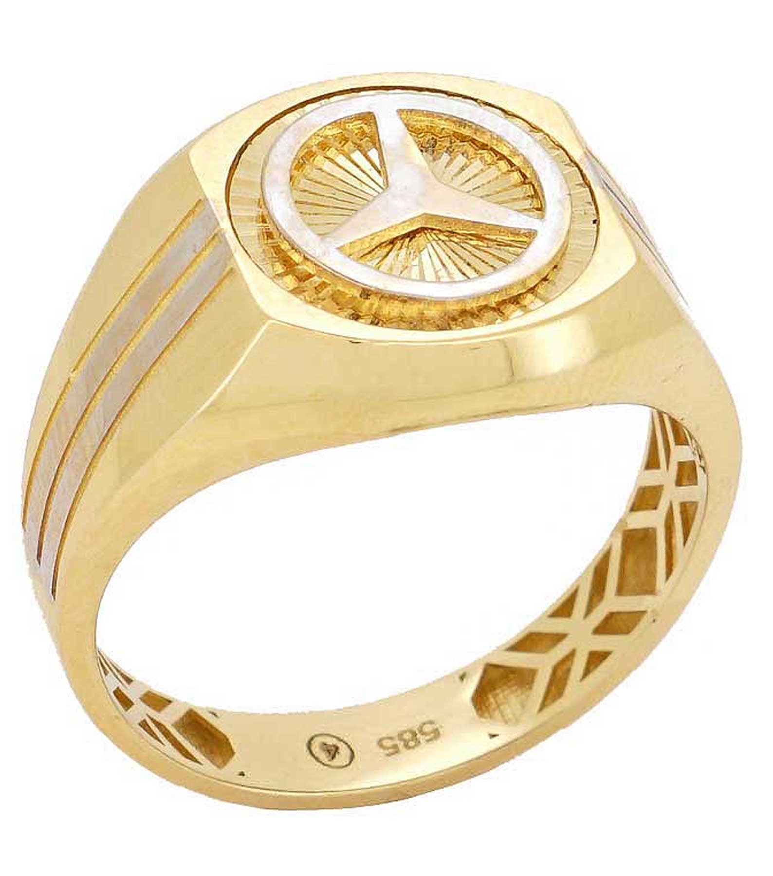 RING Men's SENZIO 14K Yellow & White Gold GGR001 - 