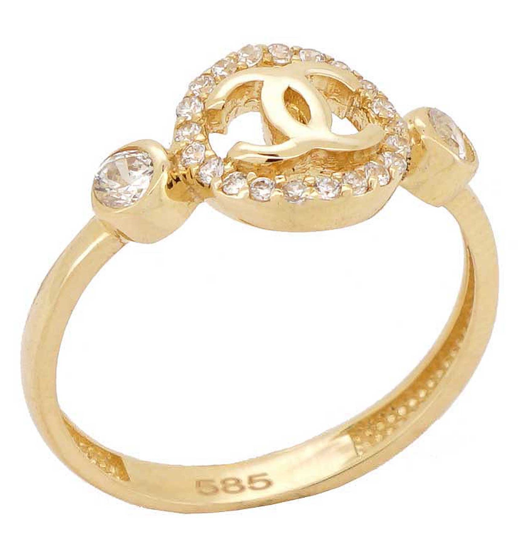 ΔΑΧΤΥΛΙΔΙ SENZIO Collection Κίτρινο Χρυσό Κ14 με Πέτρες Ζιργκόν GGR004 - 