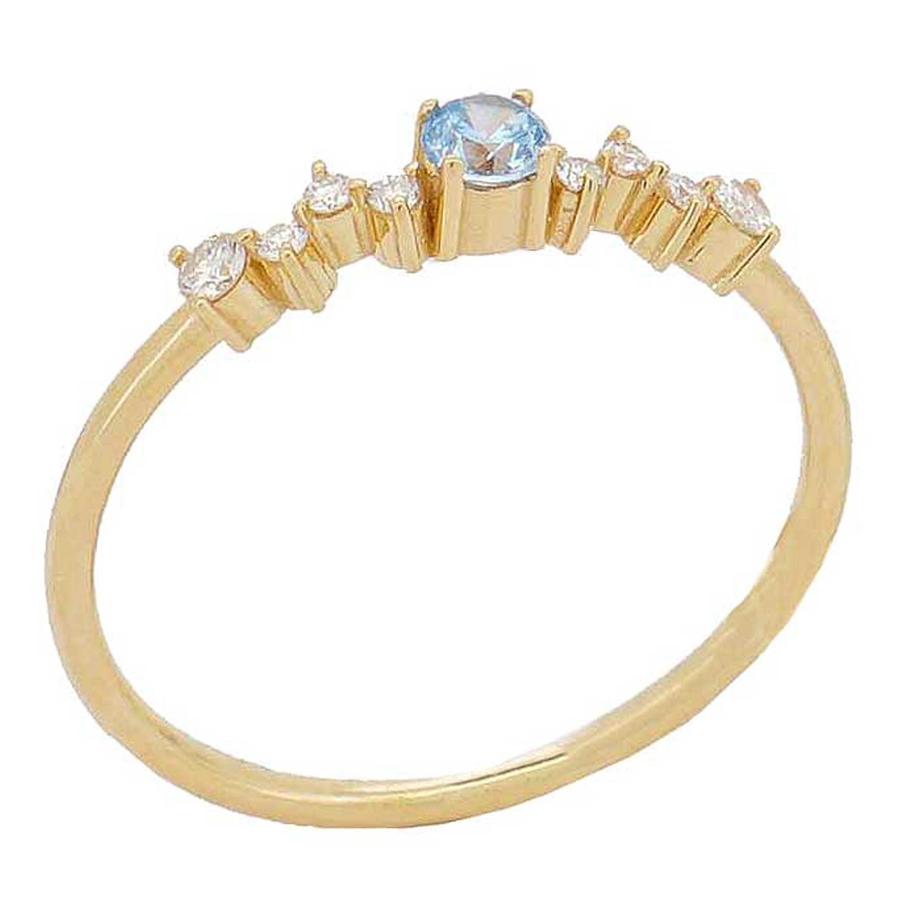 ΔΑΧΤΥΛΙΔΙ SENZIO Collection Κίτρινο Χρυσό Κ18 με Blue Τοπάζ και Διαμάντια Brilliant GGR011 - 