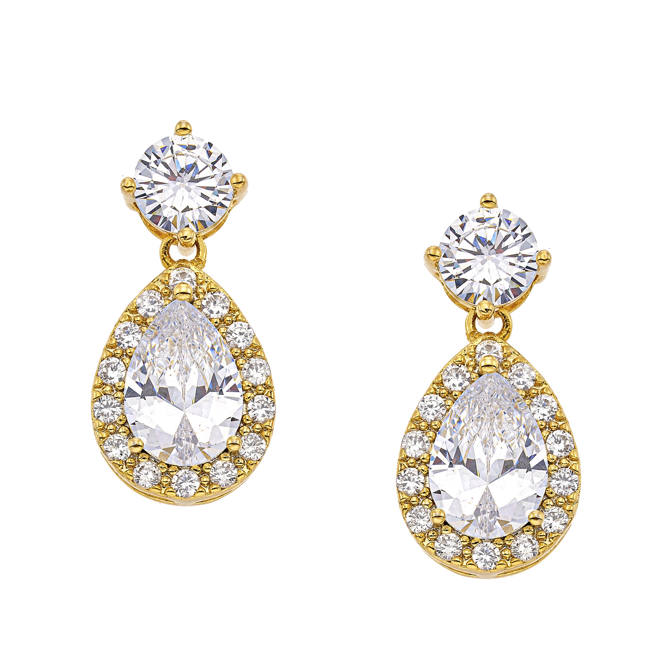 EARRINGS Dangle Rosette Gloria Hope Gold Plated with Zircon Stones GH22YW-10027E - 