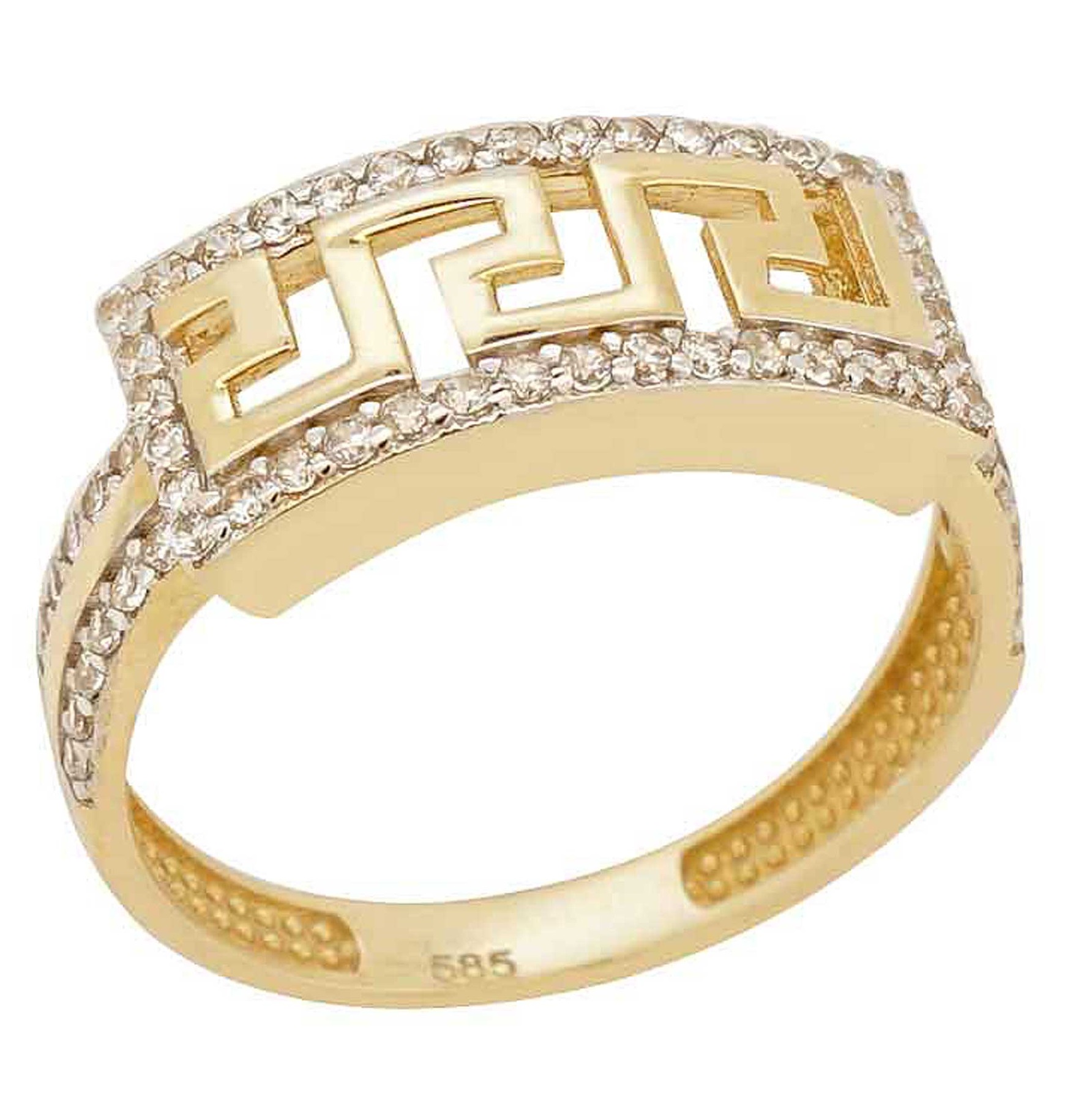 RING Meander SENZIO Collection 14K Yellow Gold with Zircon Stone GR1288 - 