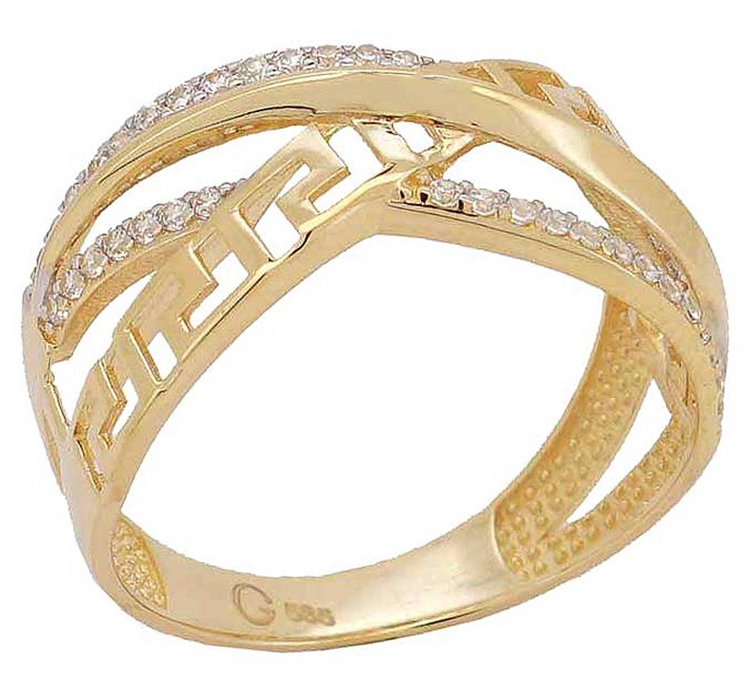 ΔΑΧΤΥΛΙΔΙ Μαίανδρος SENZIO Collection 14Κ Κίτρινο Χρυσό με πέτρες Ζιργκόν GR1289 - 