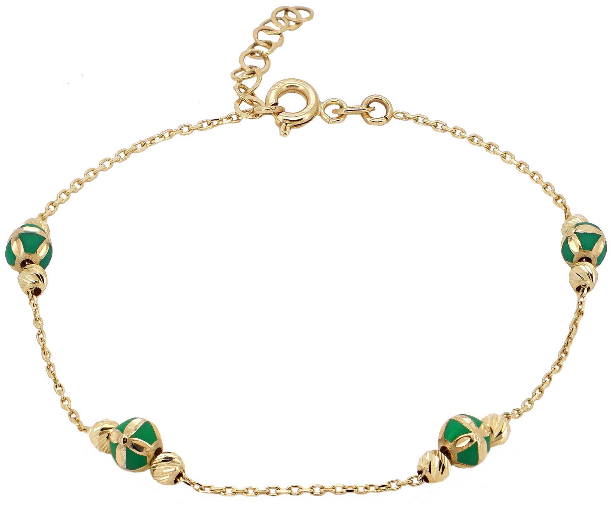 ΒΡΑΧΙΟΛΙ Αλυσίδα SENZIO Collection Κ14 Κίτρινο Χρυσό με Πράσινο Σμάλτο GSB001 - 