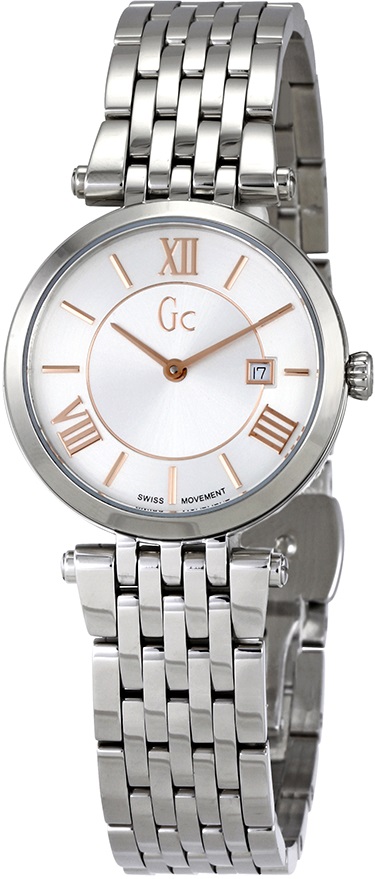 GUESS COLLECTION Slim Class Three Hands 28mm Silver Stainless Steel Bracelet X57001L1S - 