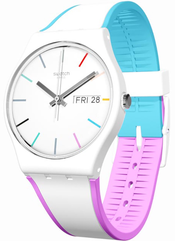 SWATCH Edgyline 34mm White Silicon Strap GW708 - 3