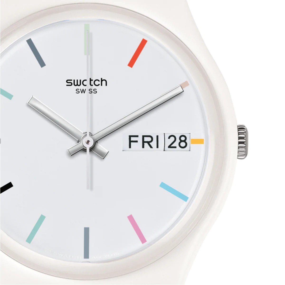 SWATCH Edgyline 34mm White Silicon Strap GW708 - 2