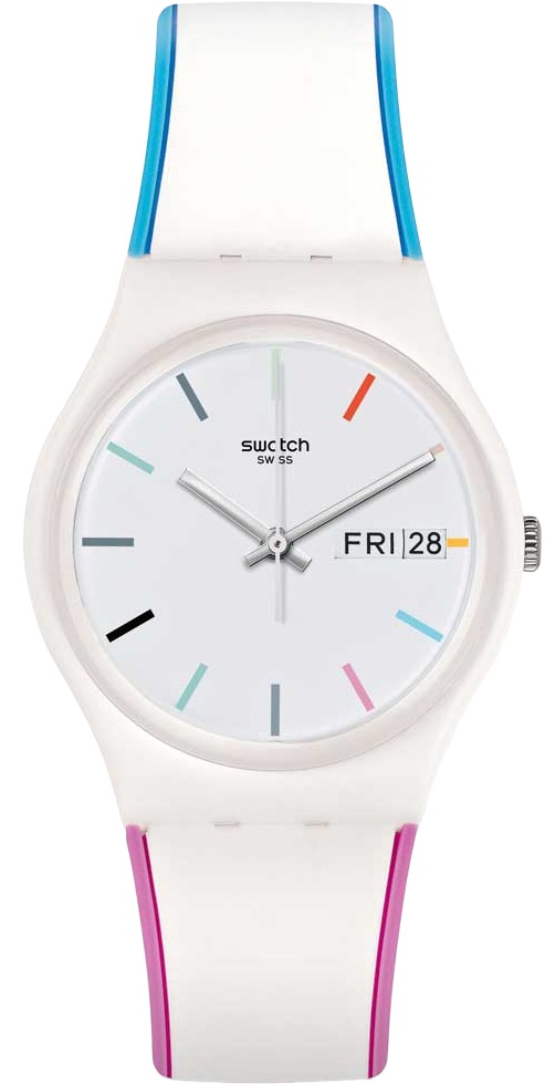 SWATCH Edgyline 34mm White Silicon Strap GW708 - 1