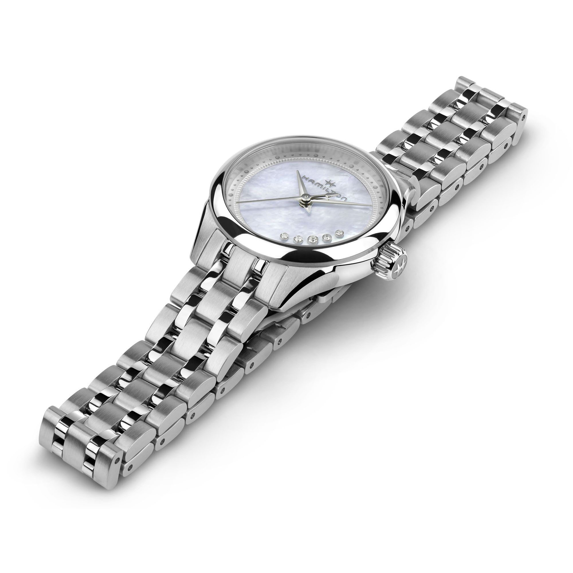 HAMILTON Jazzmaster Lady Diamonds Quartz 26mm Silver Stainless Steel Bracelet H32111190 - 