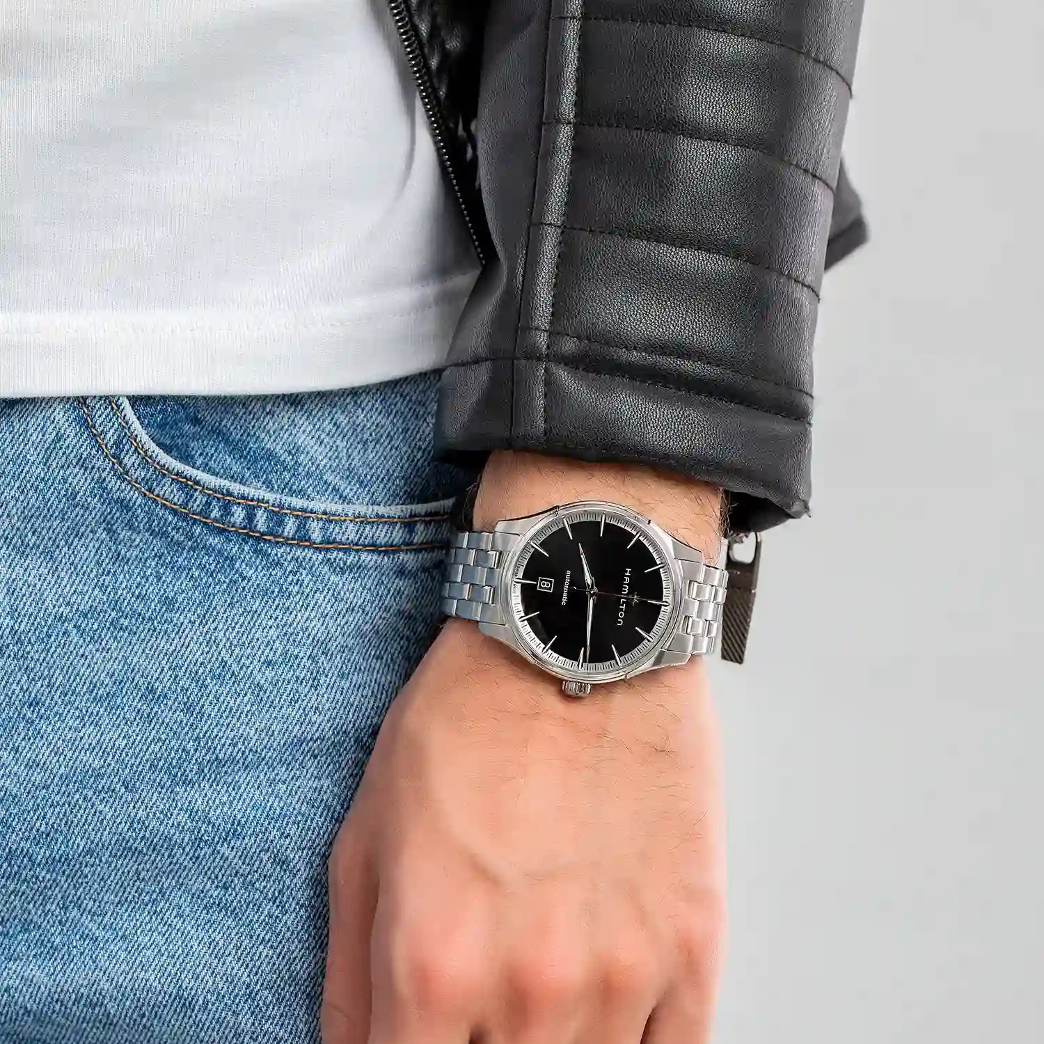 HAMILTON Jazzmaster Automatic Black Dial 40mm Silver Stainless Steel Bracelet H32475130 - 