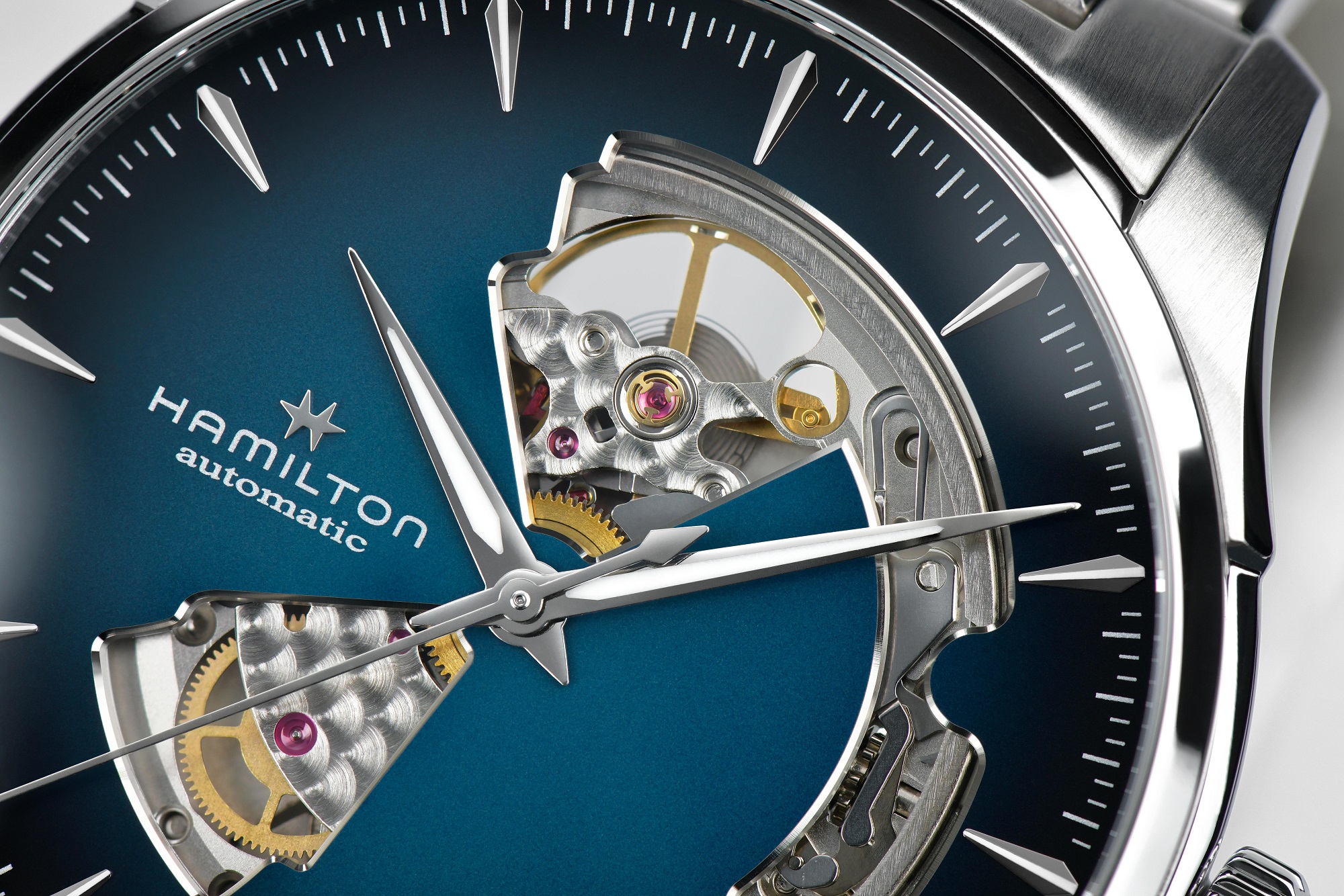 HAMILTON Jazzmaster Open Heart Auto Blue Dial 40mm Silver Stainless Steel Bracelet H32675140 - 4