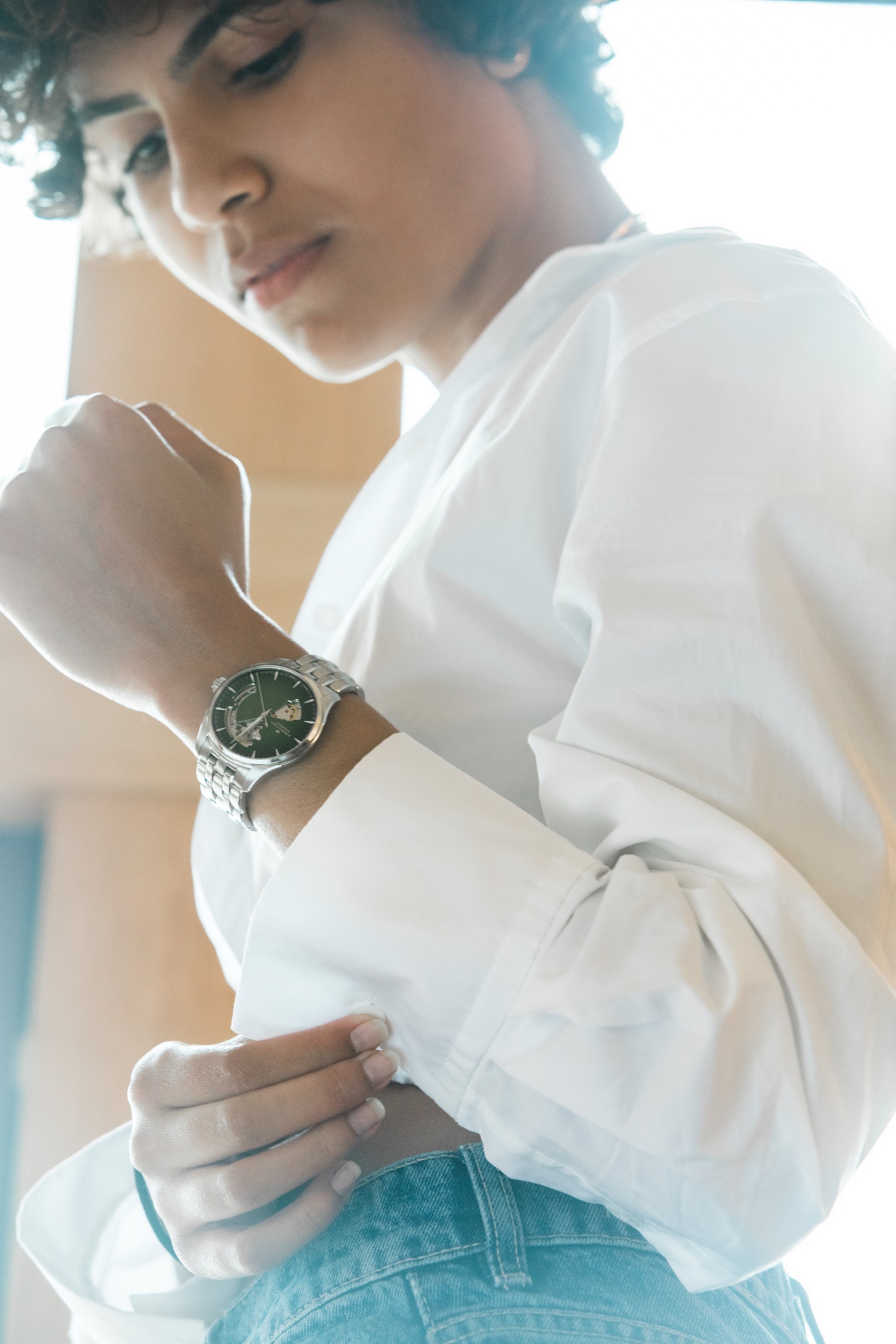 HAMILTON Jazzmaster Open Heart Auto Green Dial 40mm Silver Stainless Steel Bracelet H32675160 - 5