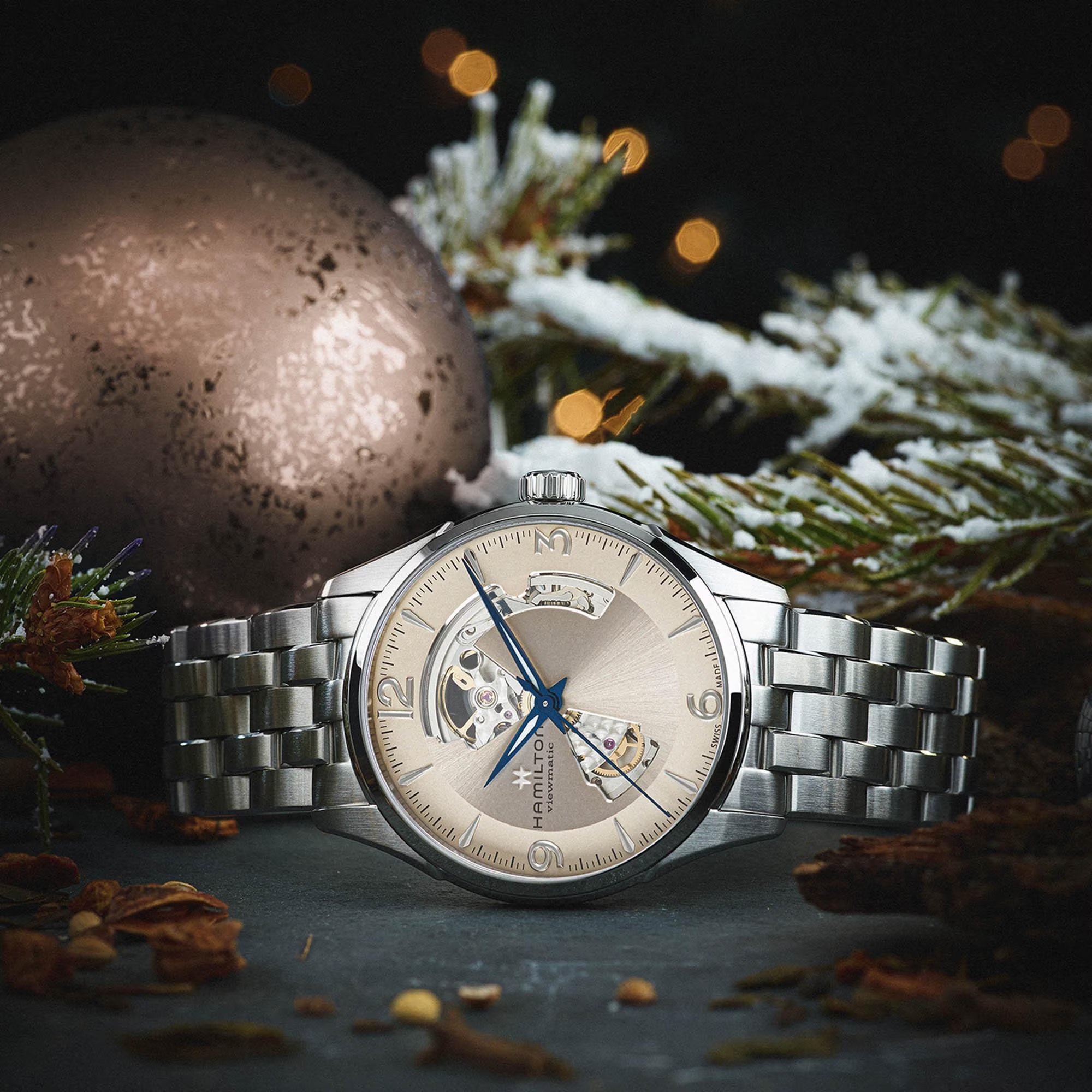 HAMILTON Jazzmaster Open Heart Auto Beige Dial 42mm Silver Stainless Steel Bracelet H32705121 - 3