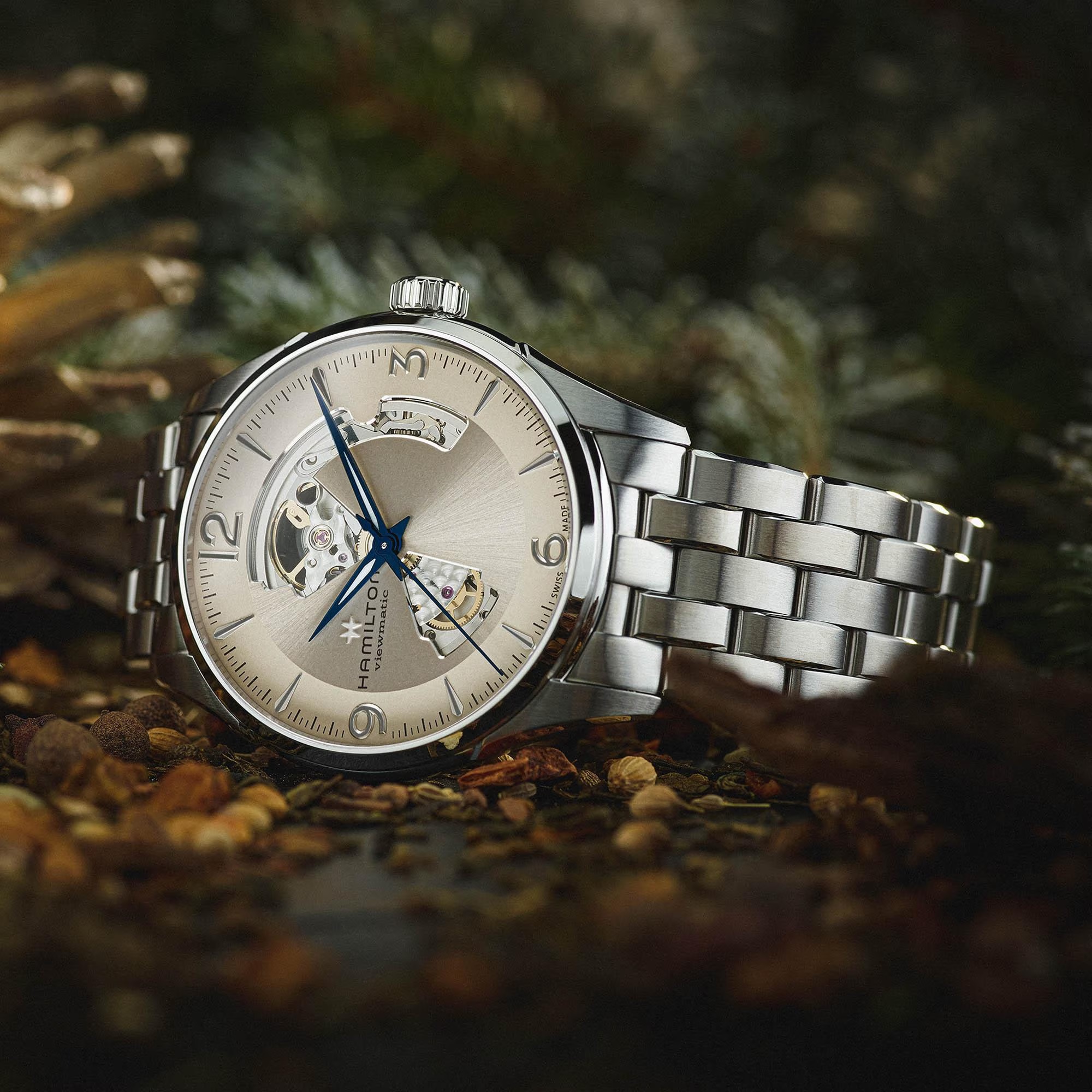 HAMILTON Jazzmaster Open Heart Auto Beige Dial 42mm Silver Stainless Steel Bracelet H32705121 - 4