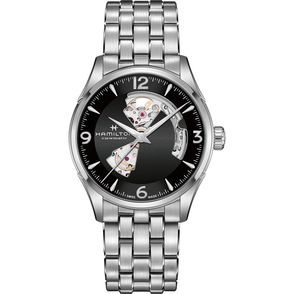 HAMILTON Jazzmaster Open Heart Black Dial Auto 42mm Silver Stainless Steel Bracelet H32705131 - 