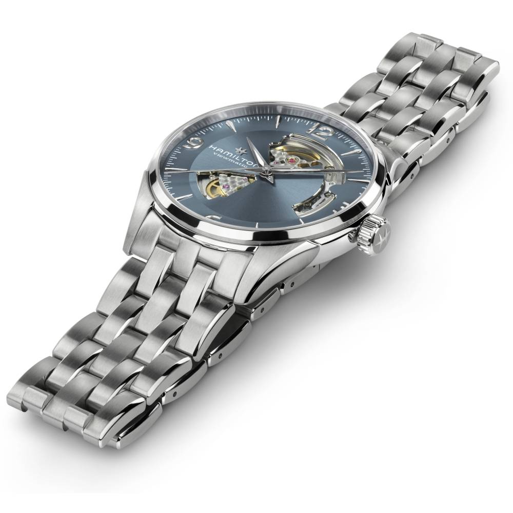 HAMILTON Jazzmaster Open Heart Auto Light Blue Dial 42mm Silver Stainless Steel Bracelet H32705142 - 4