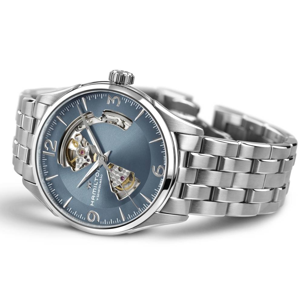 HAMILTON Jazzmaster Open Heart Auto Light Blue Dial 42mm Silver Stainless Steel Bracelet H32705142 - 3