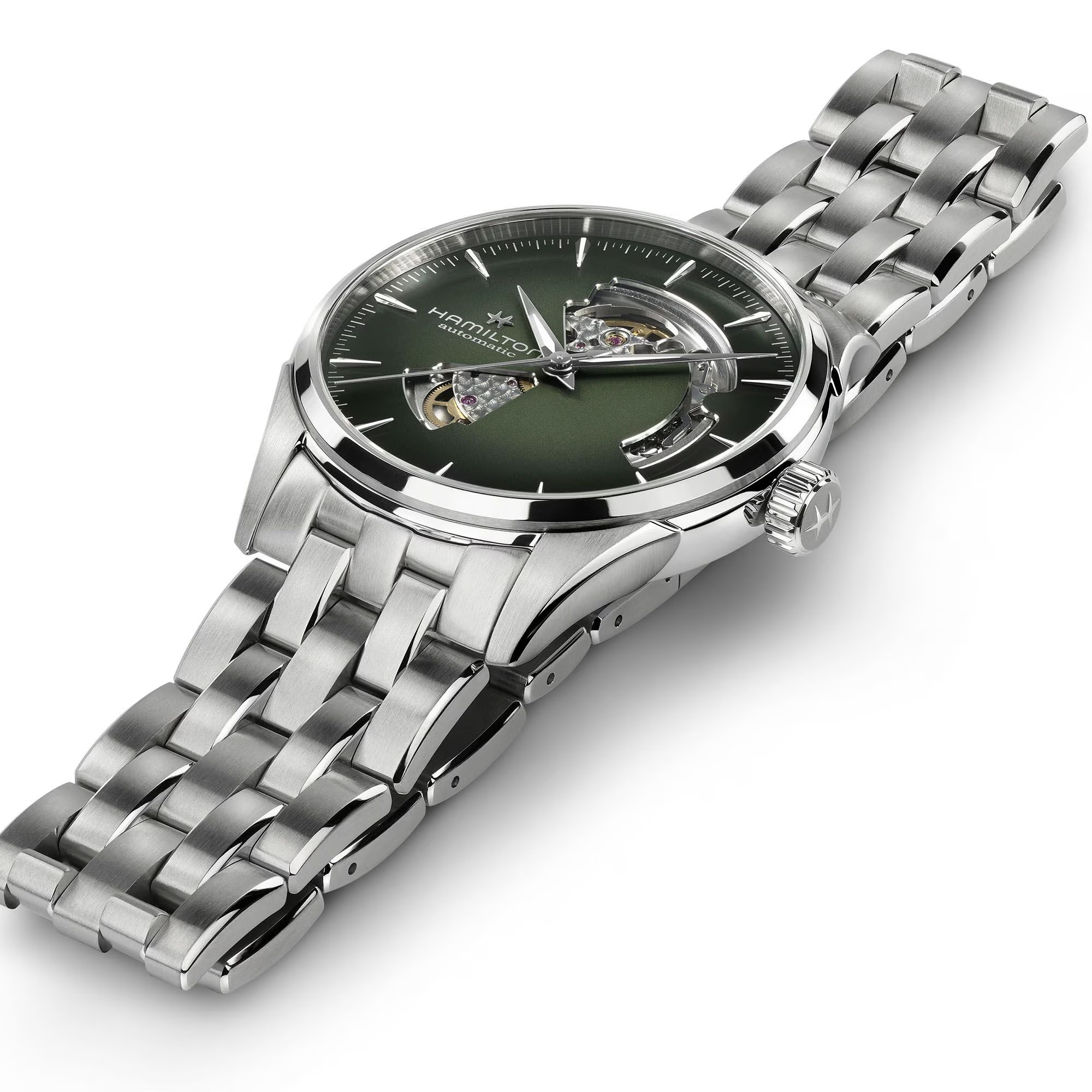 HAMILTON Jazzmaster Open Heart Auto Green Gradient Dial 42mm Silver Stainless Steel Bracelet H32705160 - 