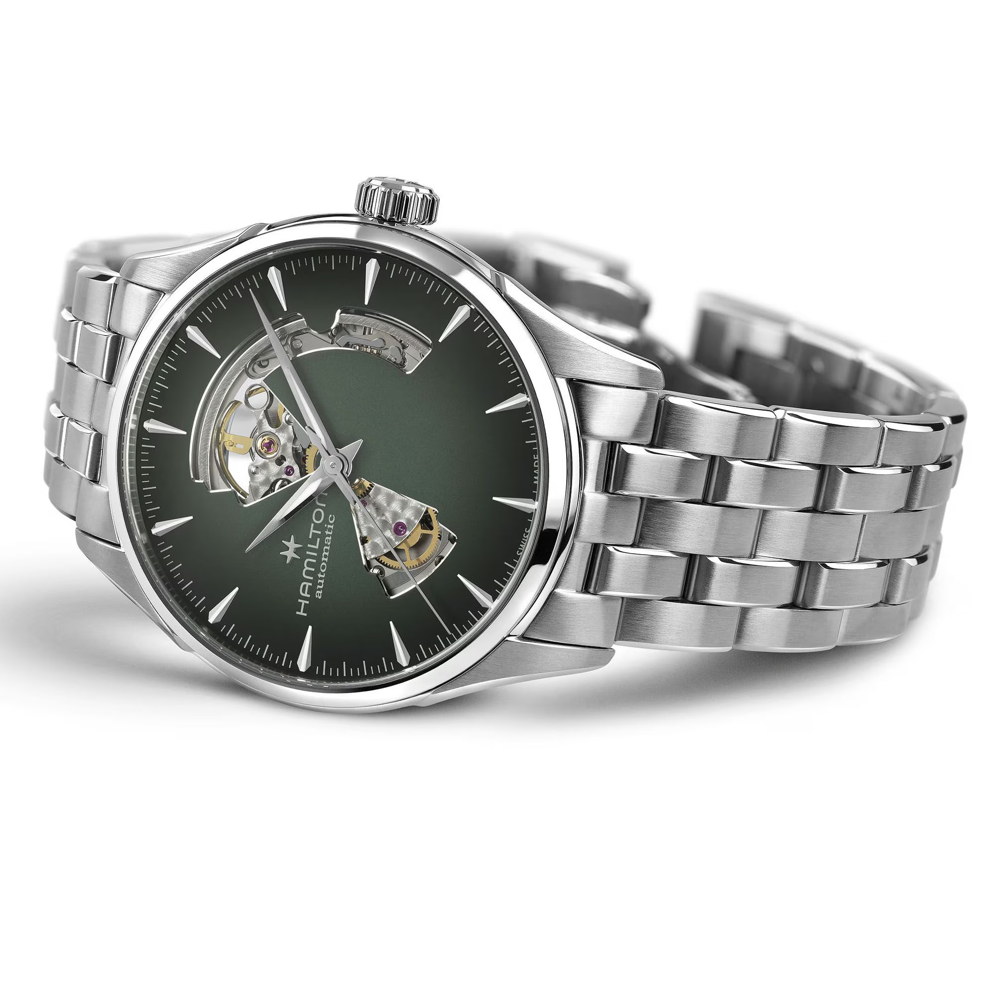 HAMILTON Jazzmaster Open Heart Auto Green Gradient Dial 42mm Silver Stainless Steel Bracelet H32705160 - 3