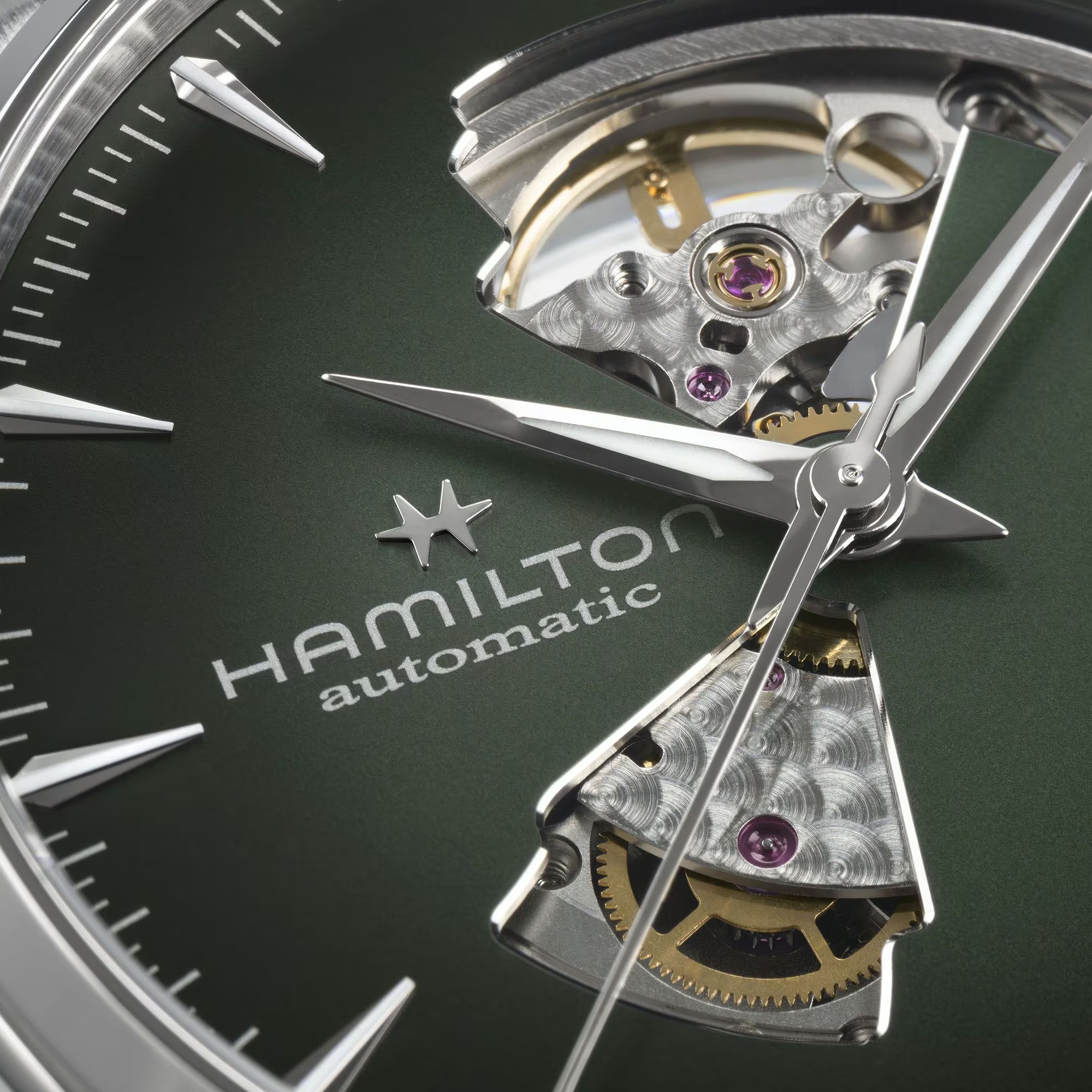 HAMILTON Jazzmaster Open Heart Auto Green Gradient Dial 42mm Silver Stainless Steel Bracelet H32705160 - 4