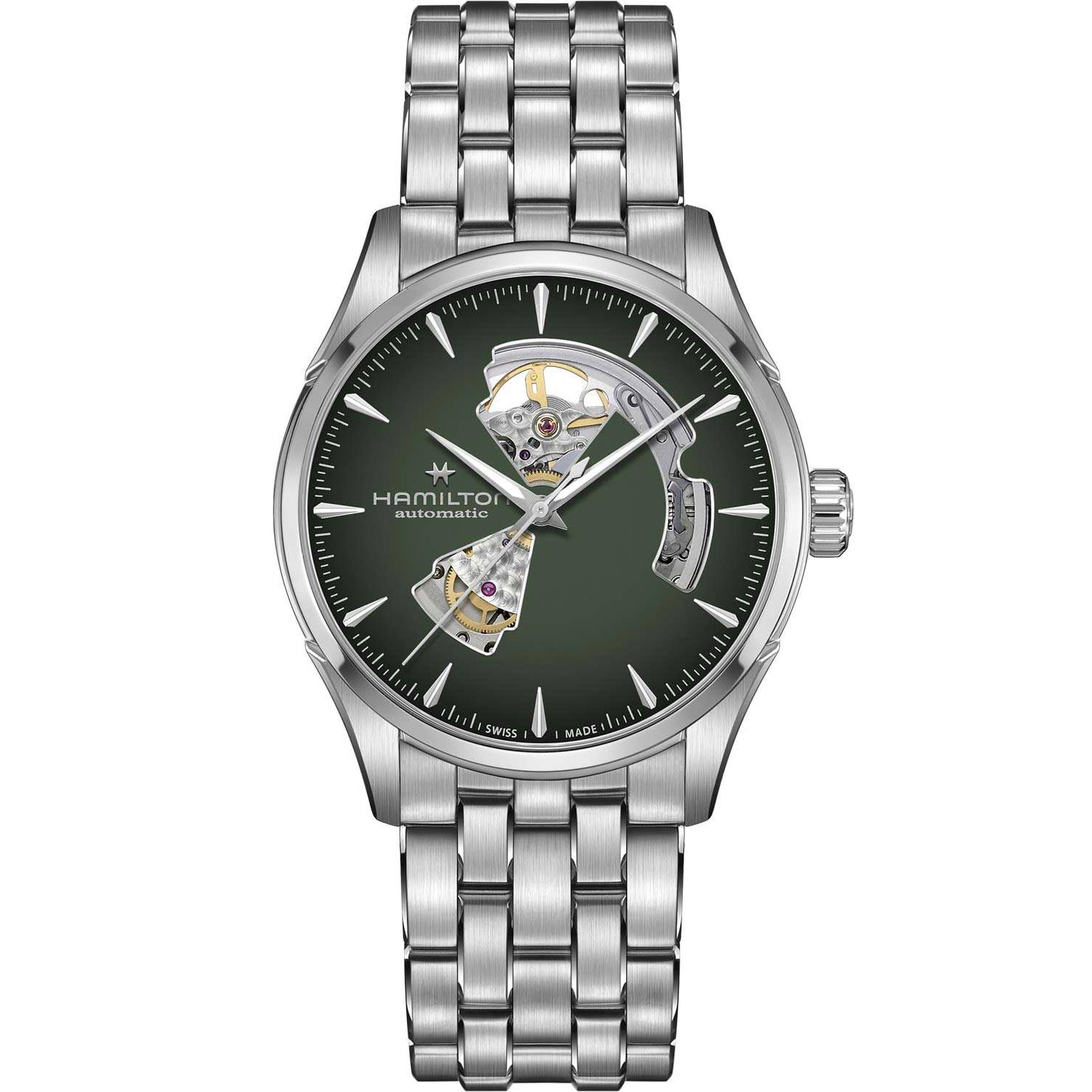 HAMILTON Jazzmaster Open Heart Auto Green Gradient Dial 42mm Silver Stainless Steel Bracelet H32705160 - 