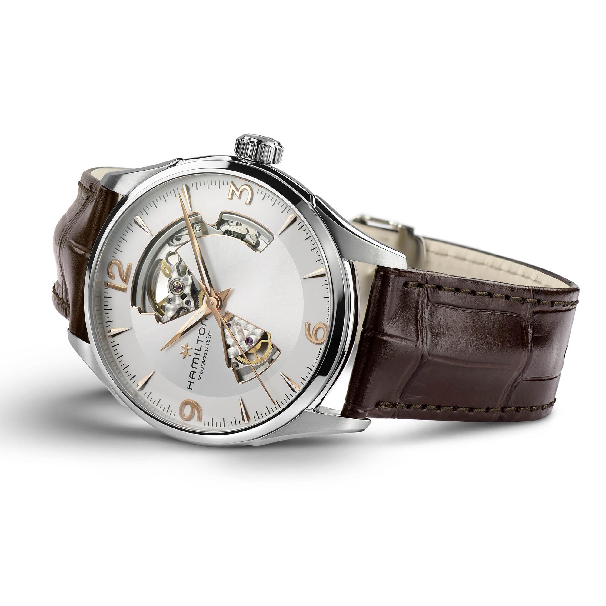 HAMILTON Jazzmaster Open Heart Auto 42mm Silver Stainless Steel Brown Leather Strap H32705551 - 3