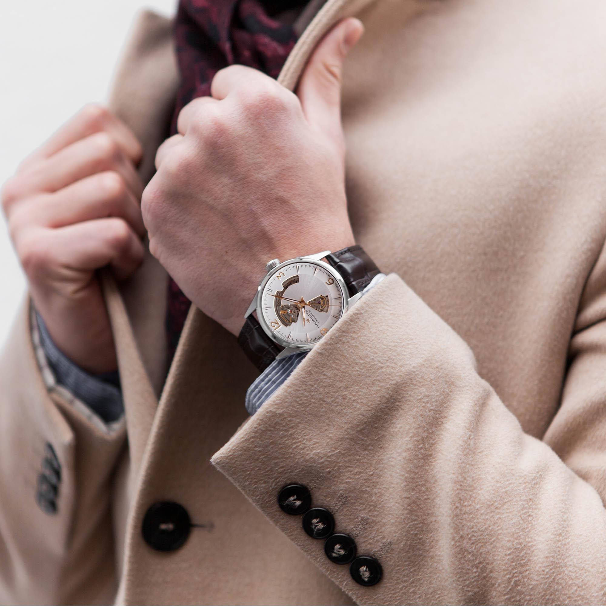 HAMILTON Jazzmaster Open Heart Auto 42mm Silver Stainless Steel Brown Leather Strap H32705551 - 4