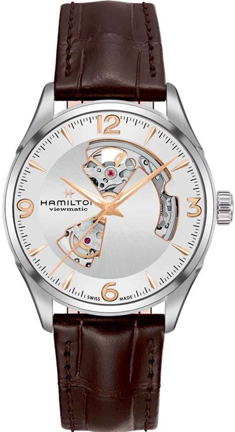 HAMILTON Jazzmaster Open Heart Auto 42mm Silver Stainless Steel Brown Leather Strap H32705551 - 