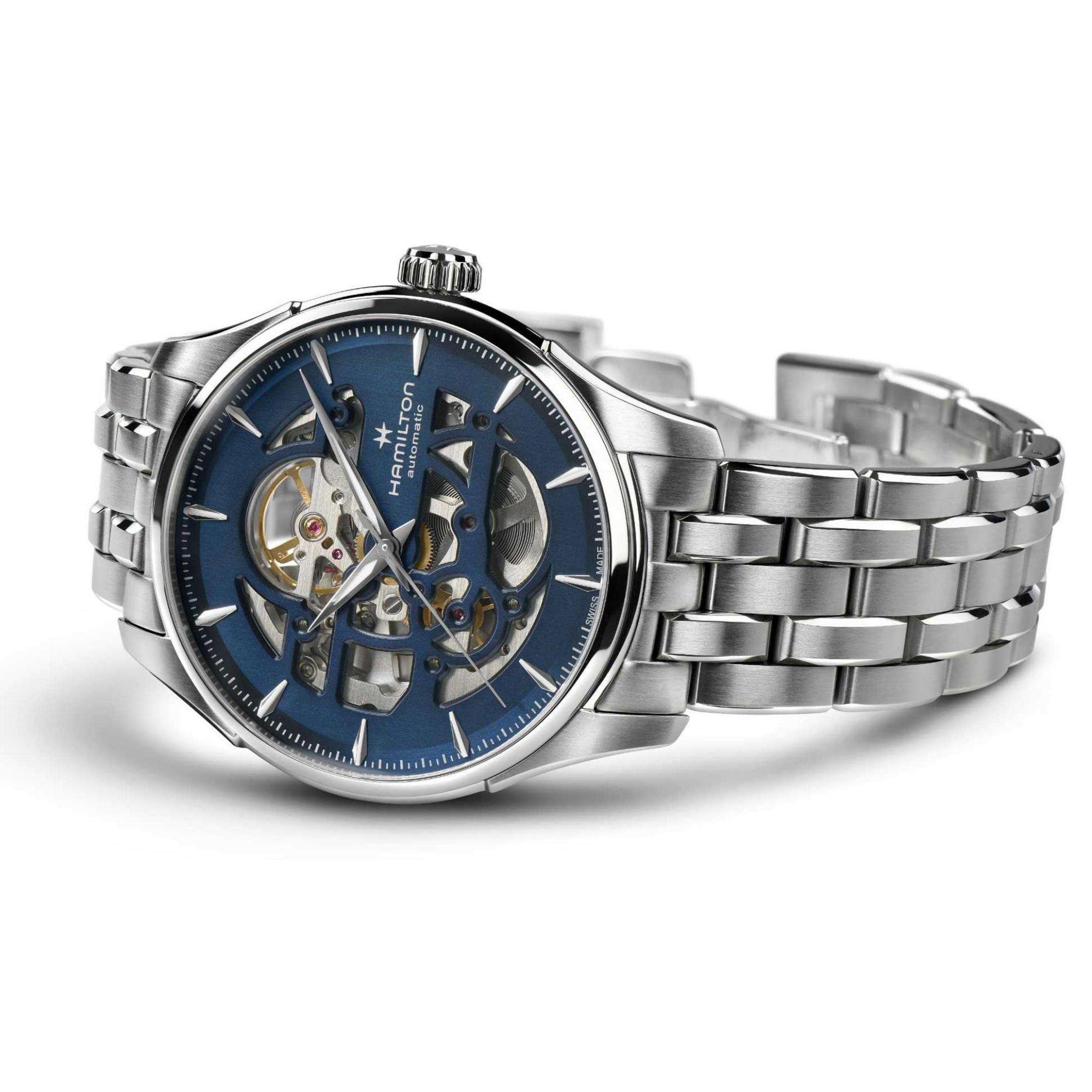 HAMILTON Jazzmaster Skeleton Auto Blue Dial 40mm Silver Stainless Steel Bracelet H42535141 - 