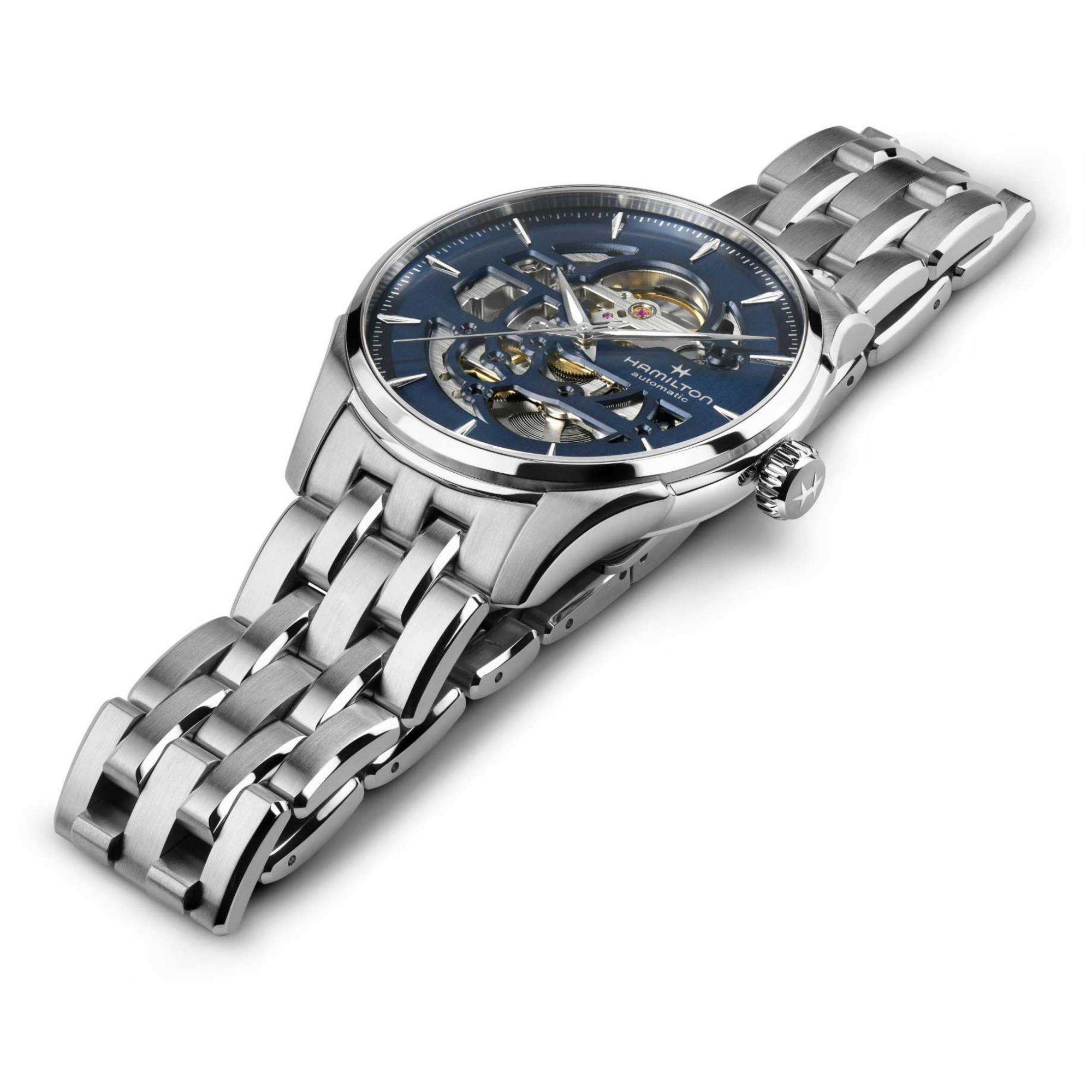 HAMILTON Jazzmaster Skeleton Auto Blue Dial 40mm Silver Stainless Steel Bracelet H42535141 - 3