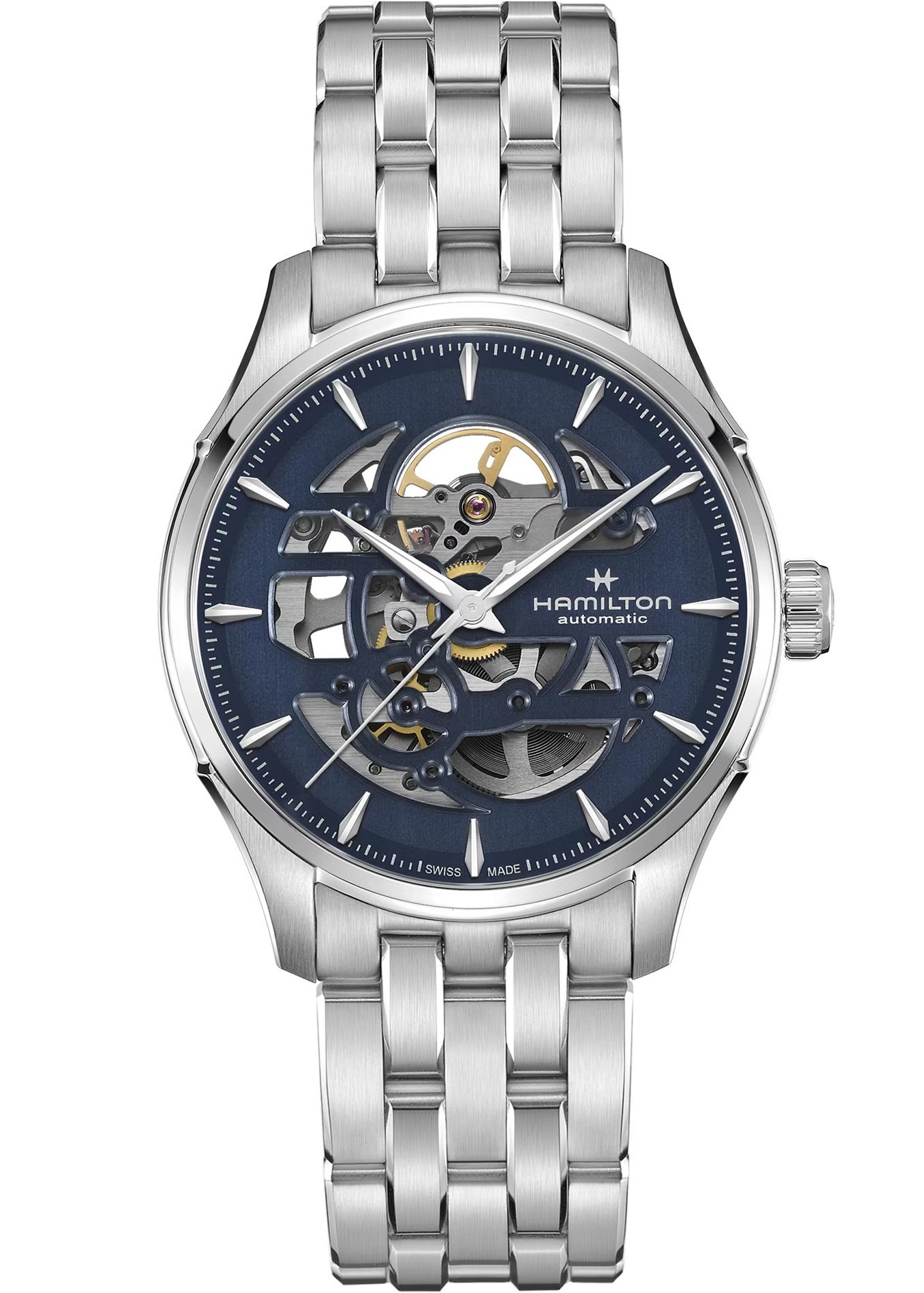 HAMILTON Jazzmaster Skeleton Auto Blue Dial 40mm Silver Stainless Steel Bracelet H42535141 - 