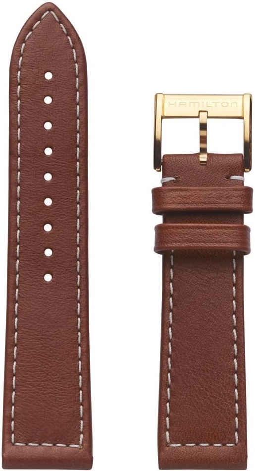 HAMILTON Official Khaki Navy 22-20mm Brown Leather Strap H690777109 - 2