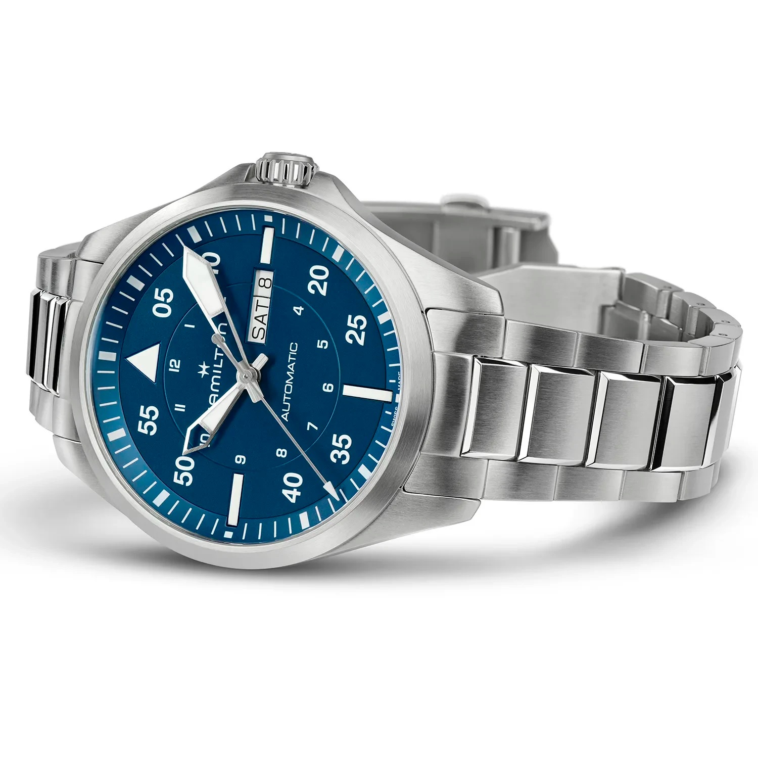 HAMILTON Khaki Aviation Pilot Day Date Auto Blue Dial 42mm Silver Stainless Steel Bracelet H64635140 - 3