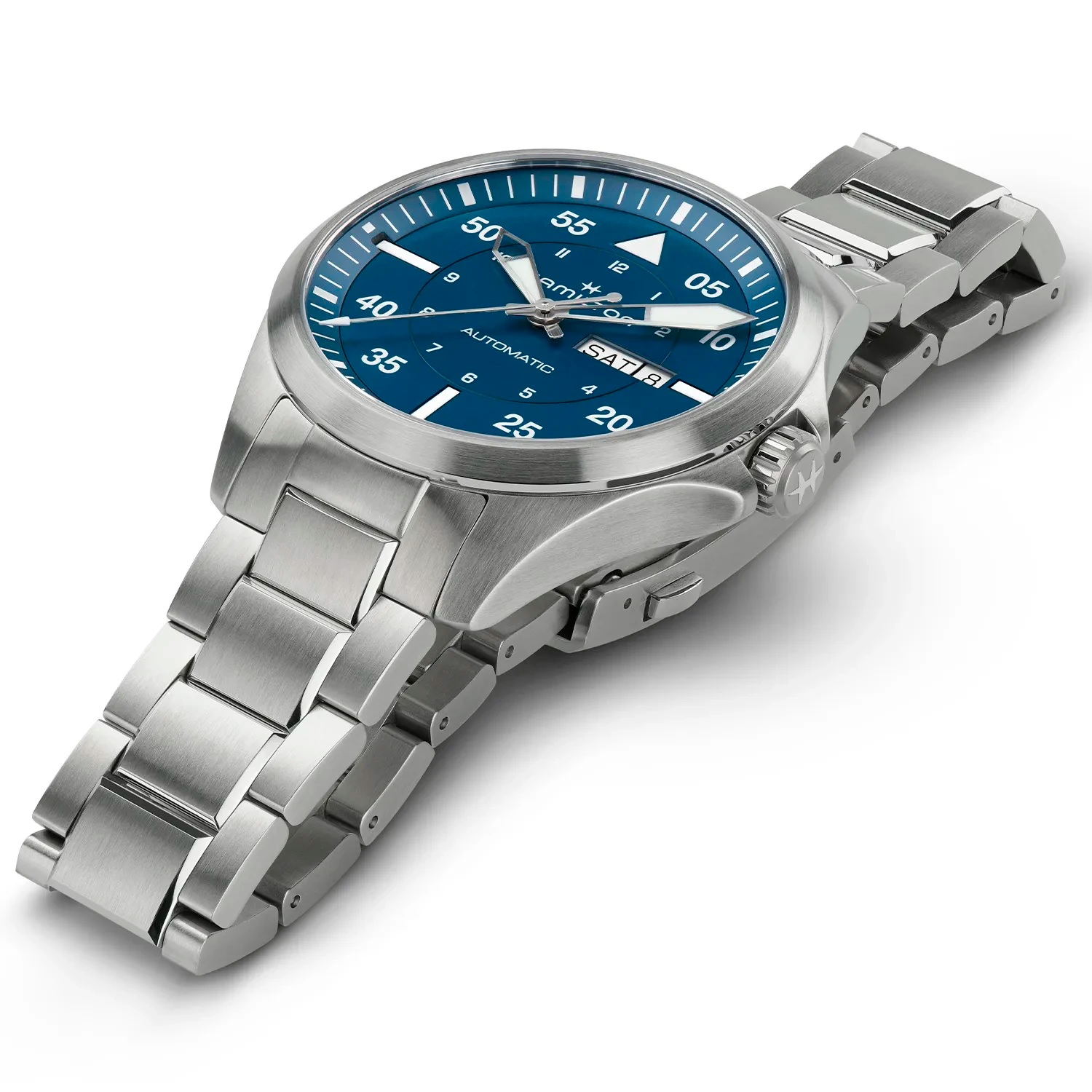 HAMILTON Khaki Aviation Pilot Day Date Auto Blue Dial 42mm Silver Stainless Steel Bracelet H64635140 - 4