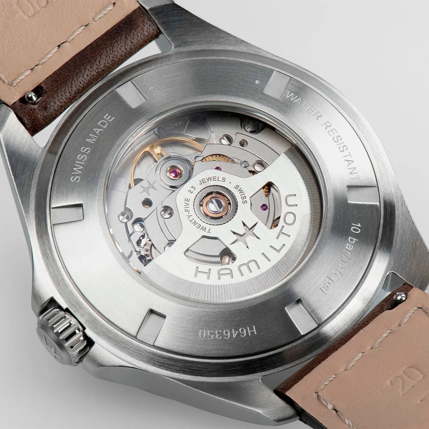 HAMILTON Khaki Aviation Pilot Day Date Auto Green Dial 42mm Silver Stainless Steel Brown Leather Strap H64635560 - 4