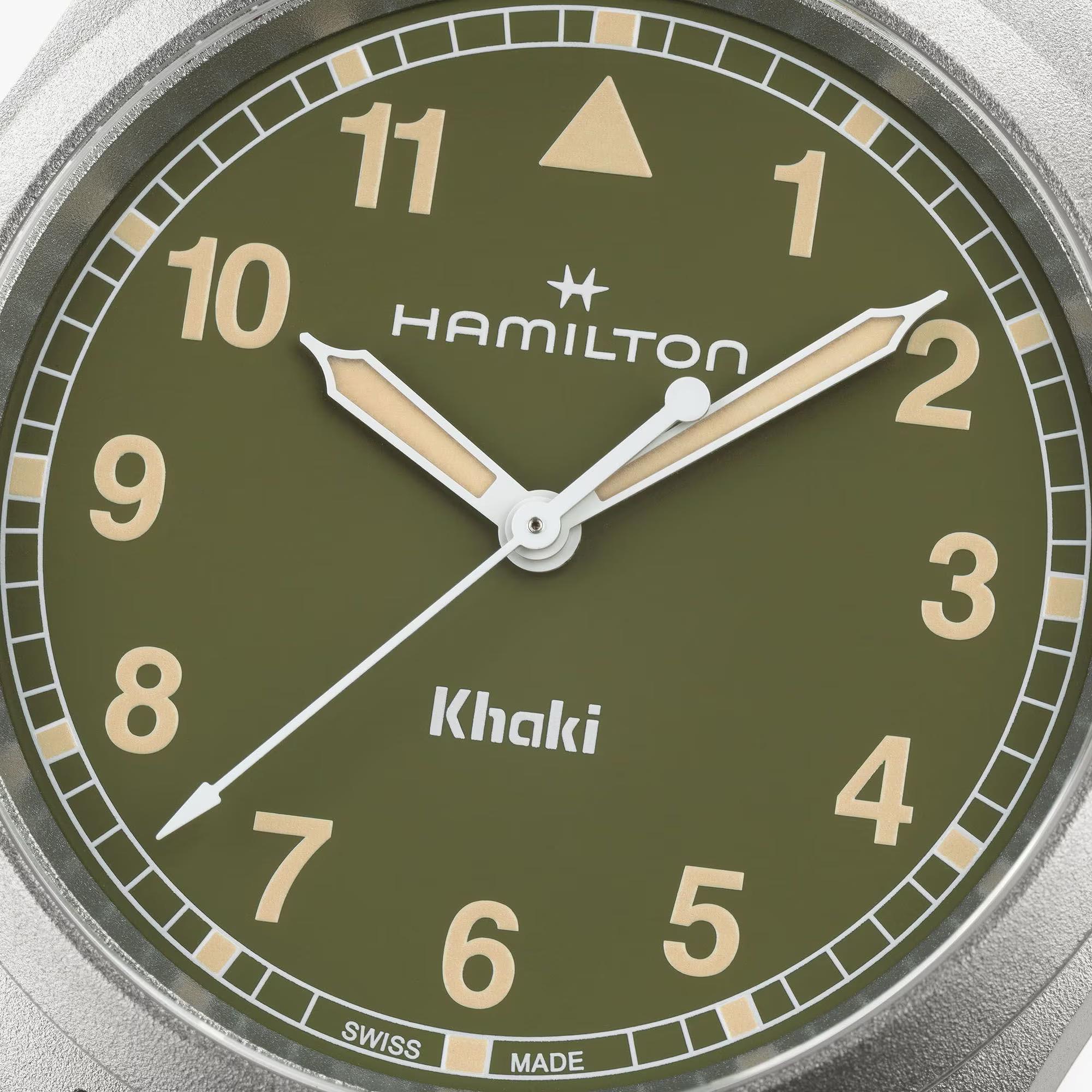 HAMILTON Khaki Field Quartz Green Dial 38mm Silver Stainless Steel Bracelet H69401160 - 