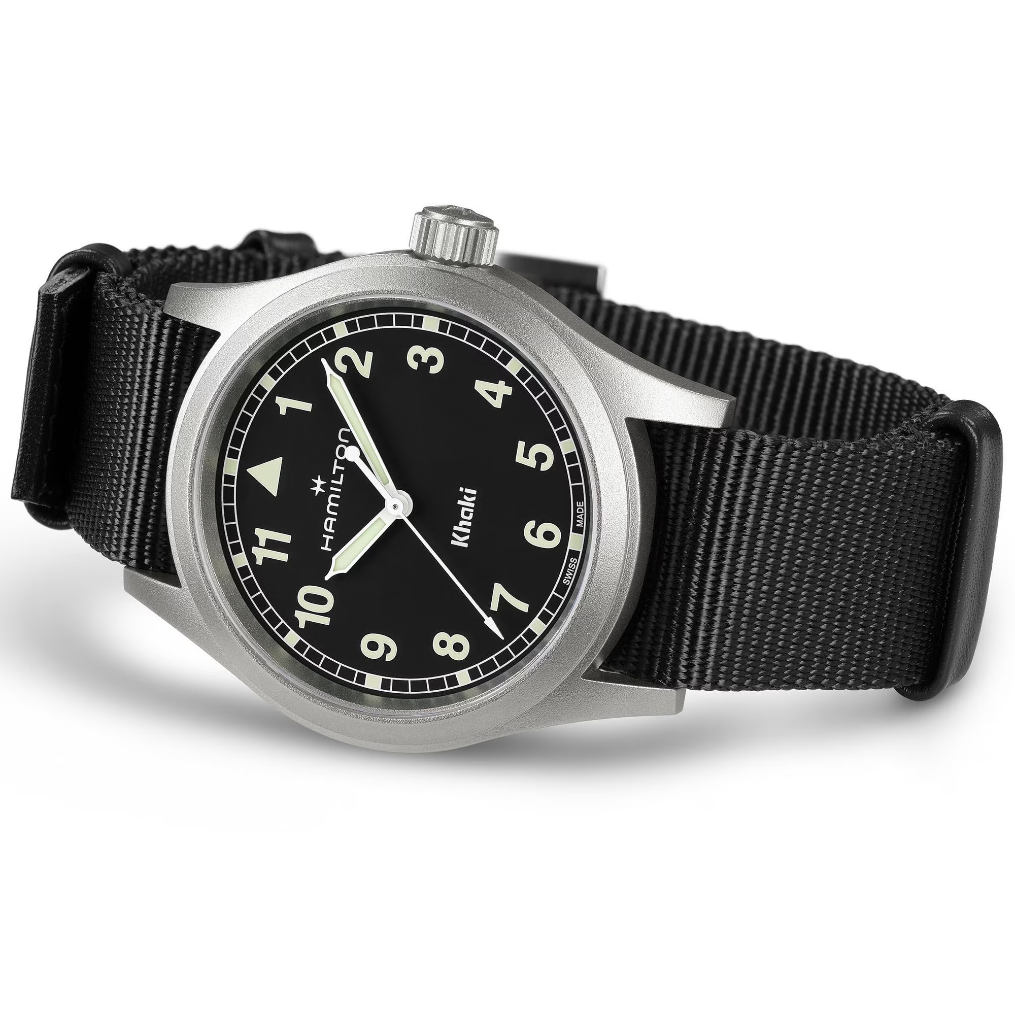 HAMILTON Khaki Field Quartz Black Dial 38mm Silver Stainless Steel Black Fabric Strap H69401430 - 3