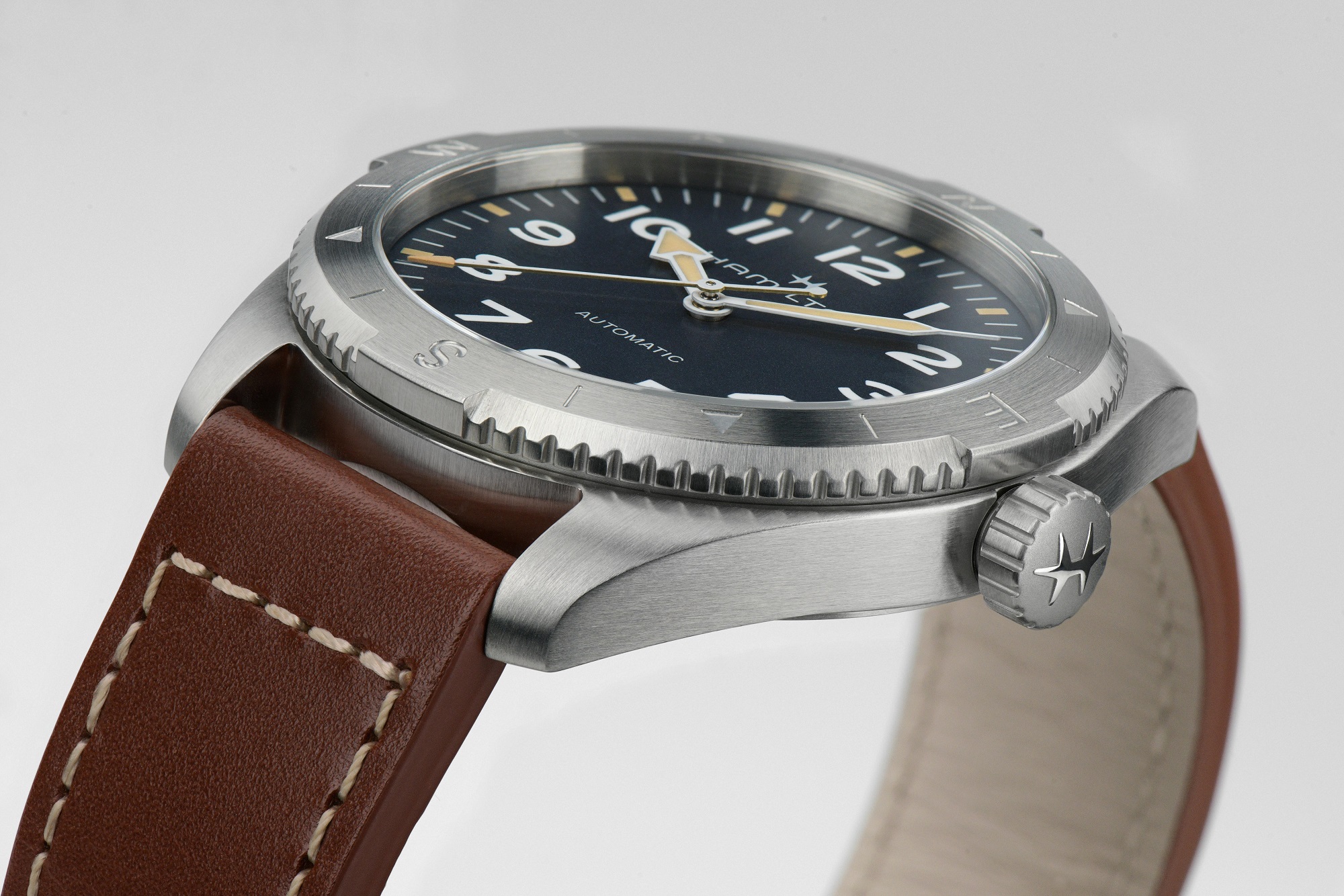 HAMILTON Khaki Field Expedition Auto Blue Dial 41mm Silver Stainless Steel Brown Leather Strap H70315540 - 4