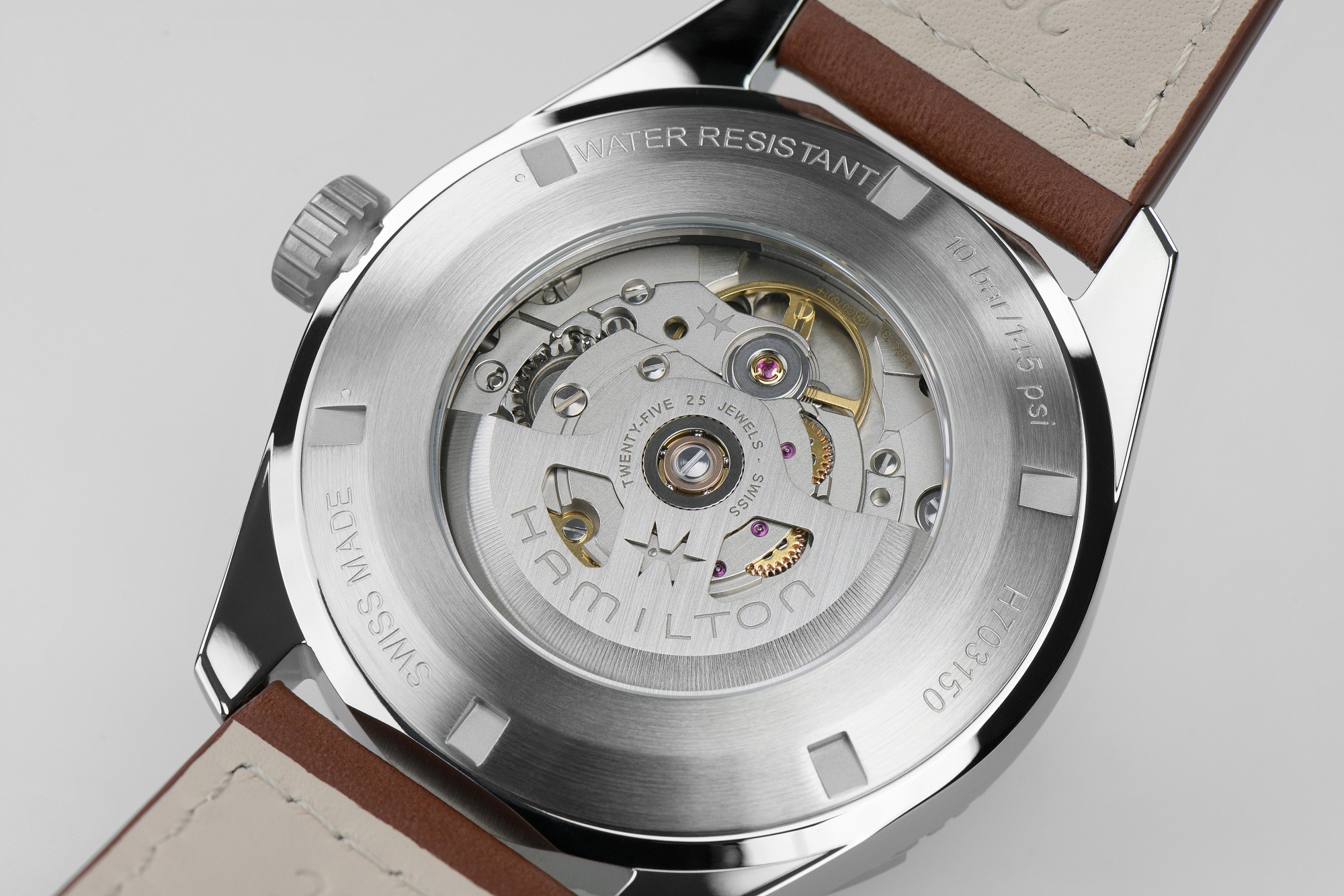 HAMILTON Khaki Field Expedition Auto Blue Dial 41mm Silver Stainless Steel Brown Leather Strap H70315540 - 5