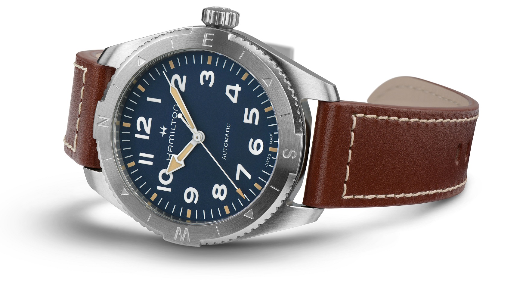 HAMILTON Khaki Field Expedition Auto Blue Dial 41mm Silver Stainless Steel Brown Leather Strap H70315540 - 2