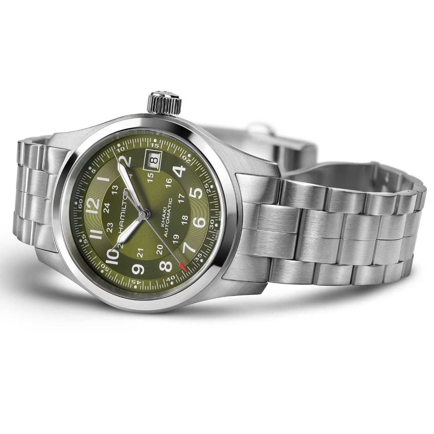HAMILTON Khaki Field Automatic Green Dial 38mm Silver Stainless Steel Bracelet H70455160 - 4