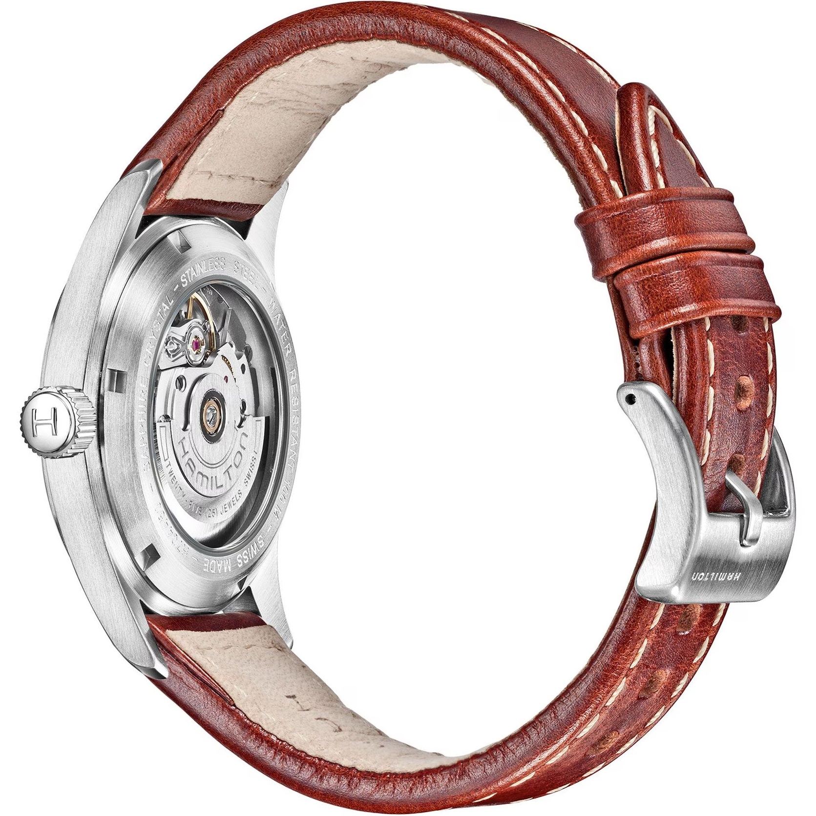 HAMILTON Khaki Field Automatic Black Dial 38mm Silver Stainless Steel Brown Leather Strap H70455533 - 5
