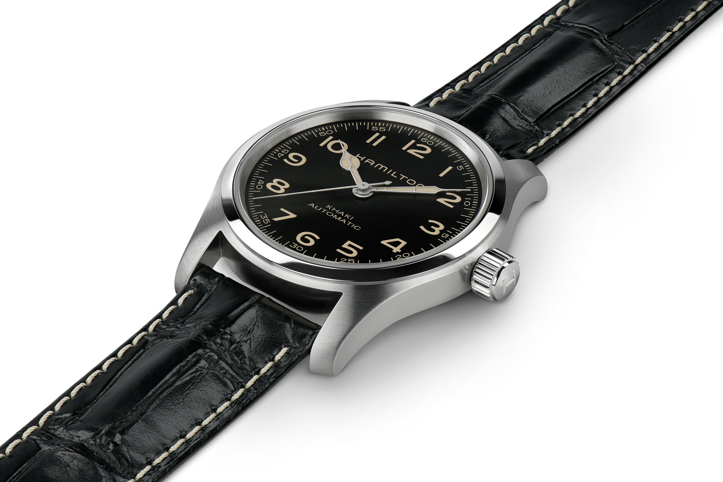 HAMILTON Khaki Field Murph Automatic Black Dial 42mm Silver Stainless Steel Black Leather Strap H70605731 - 
