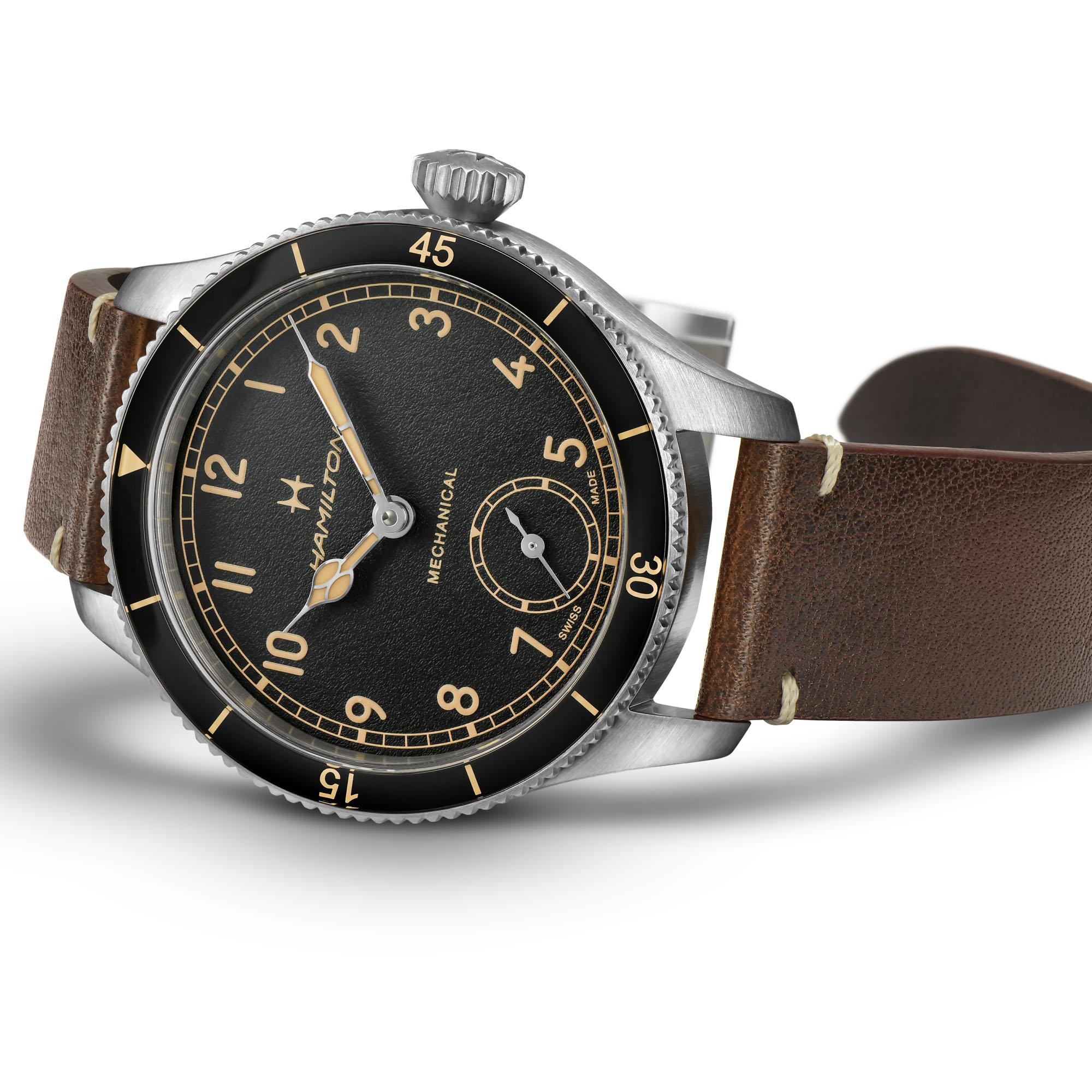 HAMILTON Khaki Aviation Pilot Pioneer Mechanical Black Dial 43mm Silver Stainless Steel Brown Leather Strap H76719530 - 3