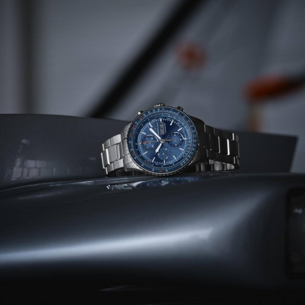 HAMILTON Khaki Aviation Converter Auto Chronograph Blue Dial 44mm Silver Stainless Steel Bracelet H76746140 - 6
