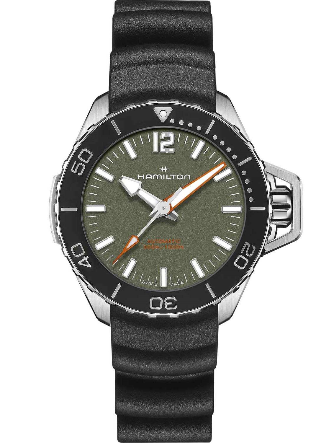 HAMILTON Khaki Navy Frogman Auto 41mm Silver Stainless Steel Black Rubber Strap H77455360 - 1