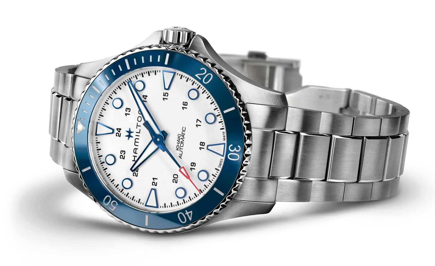 HAMILTON Khaki Navy Scuba Auto White Dial 43mm Silver Stainless Steel Bracelet H82505150 - 