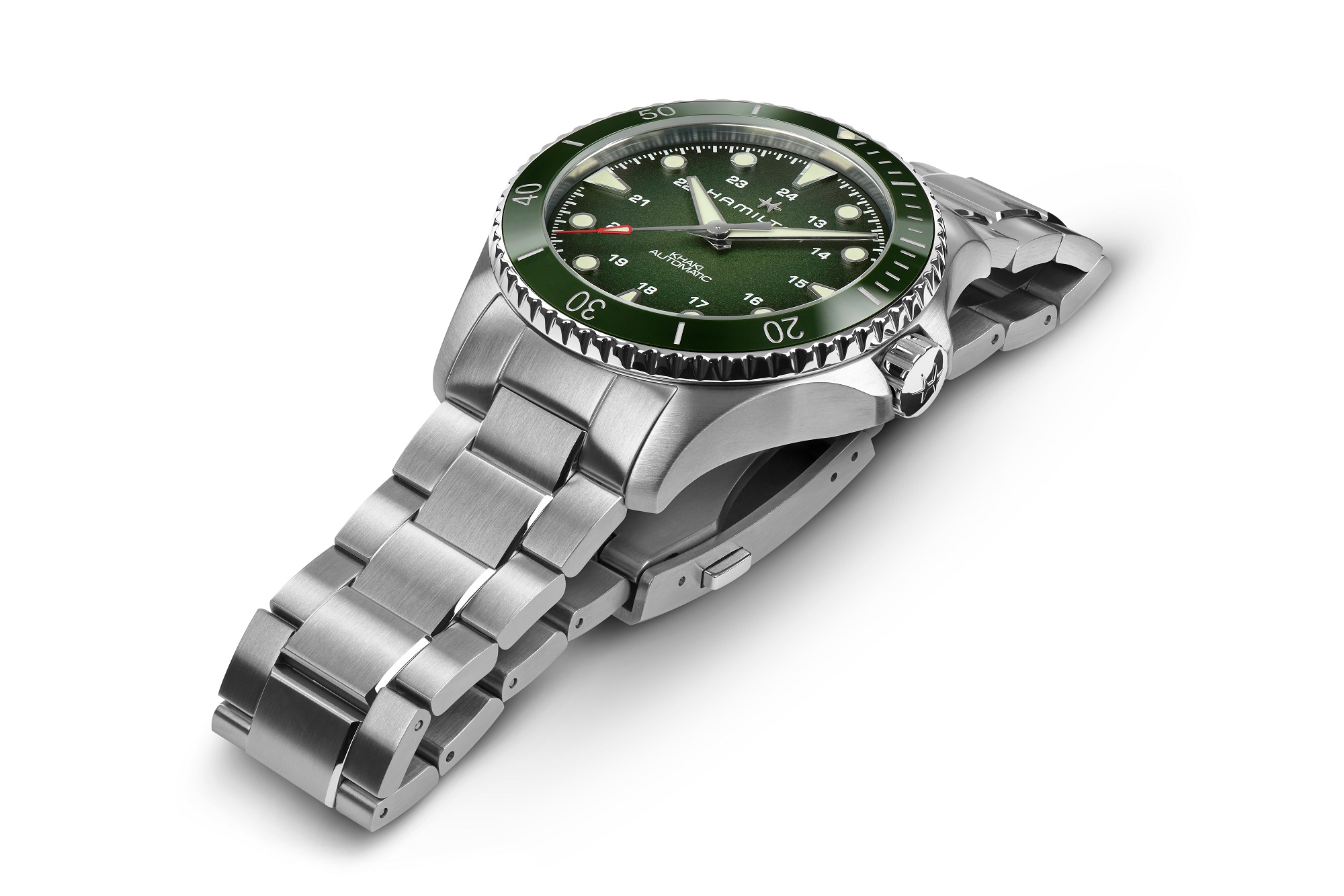 HAMILTON Khaki Navy Scuba Auto Green Dial 43mm Silver Stainless Steel Bracelet H82525160 - 3