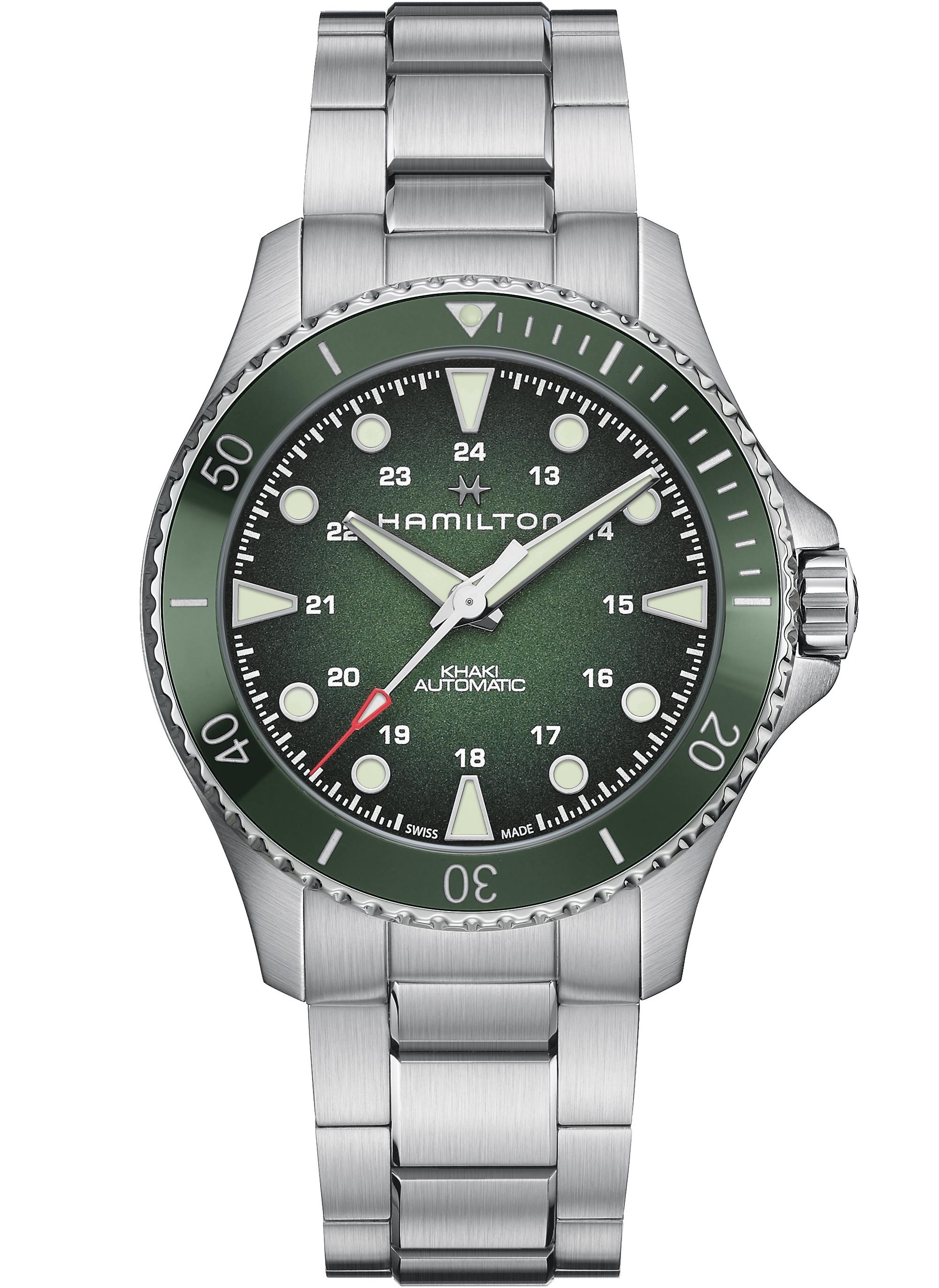 HAMILTON Khaki Navy Scuba Auto Green Dial 43mm Silver Stainless Steel Bracelet H82525160 - 1